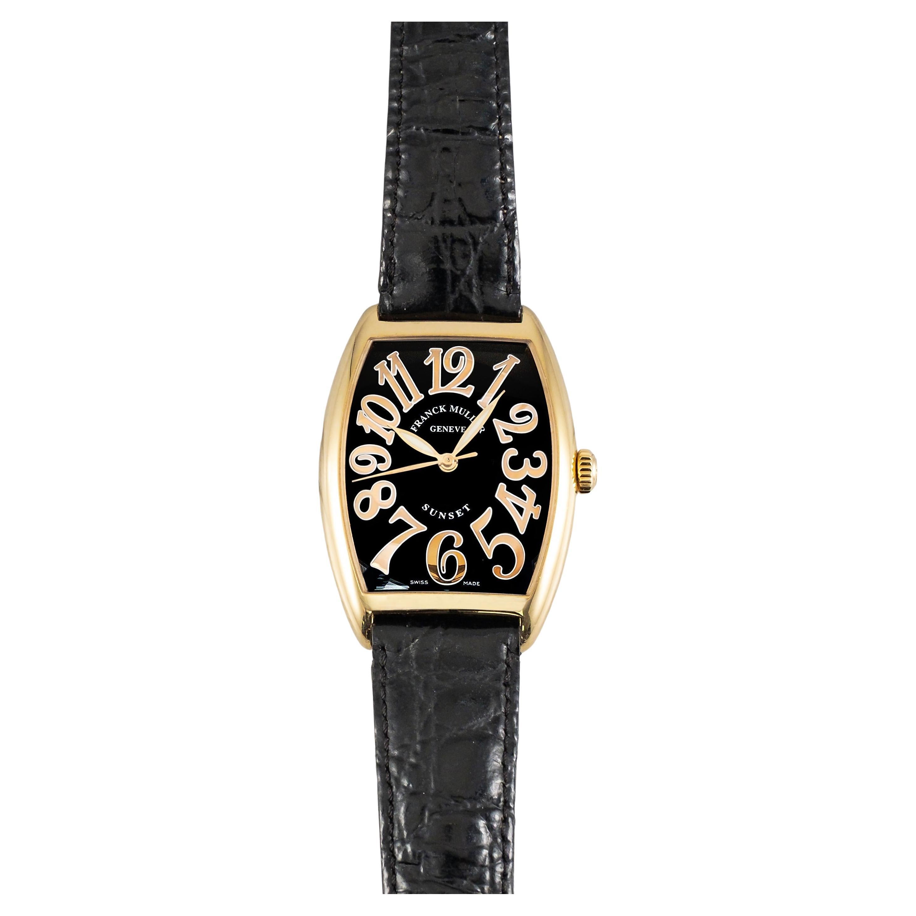 Franck Muller Sunset 2852 Orologio con quadrante arabo nero e oro giallo 18 carati, anni '90 in vendita