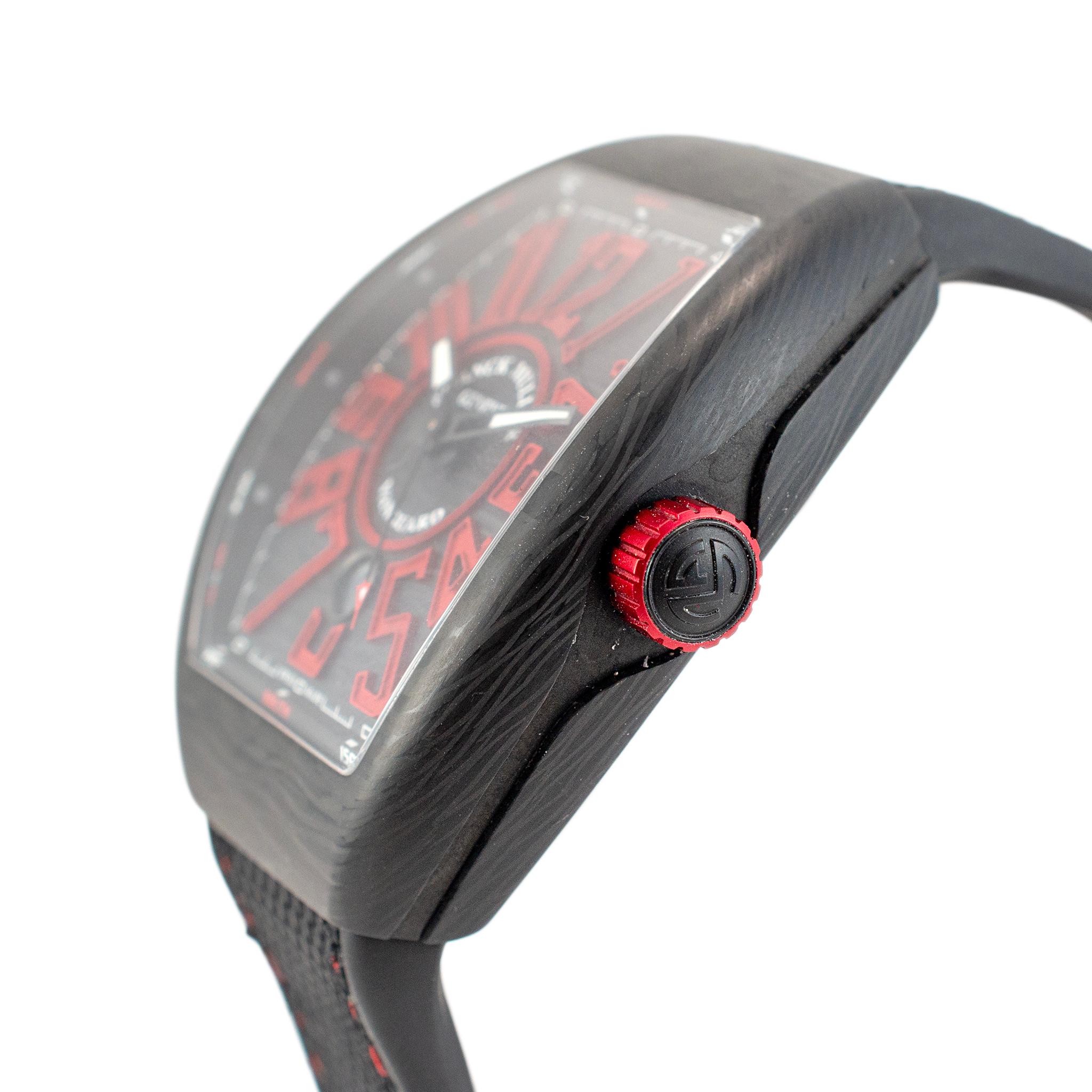 Franck Muller Vanguard 44MM V45SCDT Black & Red Carbon Fiber Men’s Watch In Excellent Condition For Sale In Houston, TX