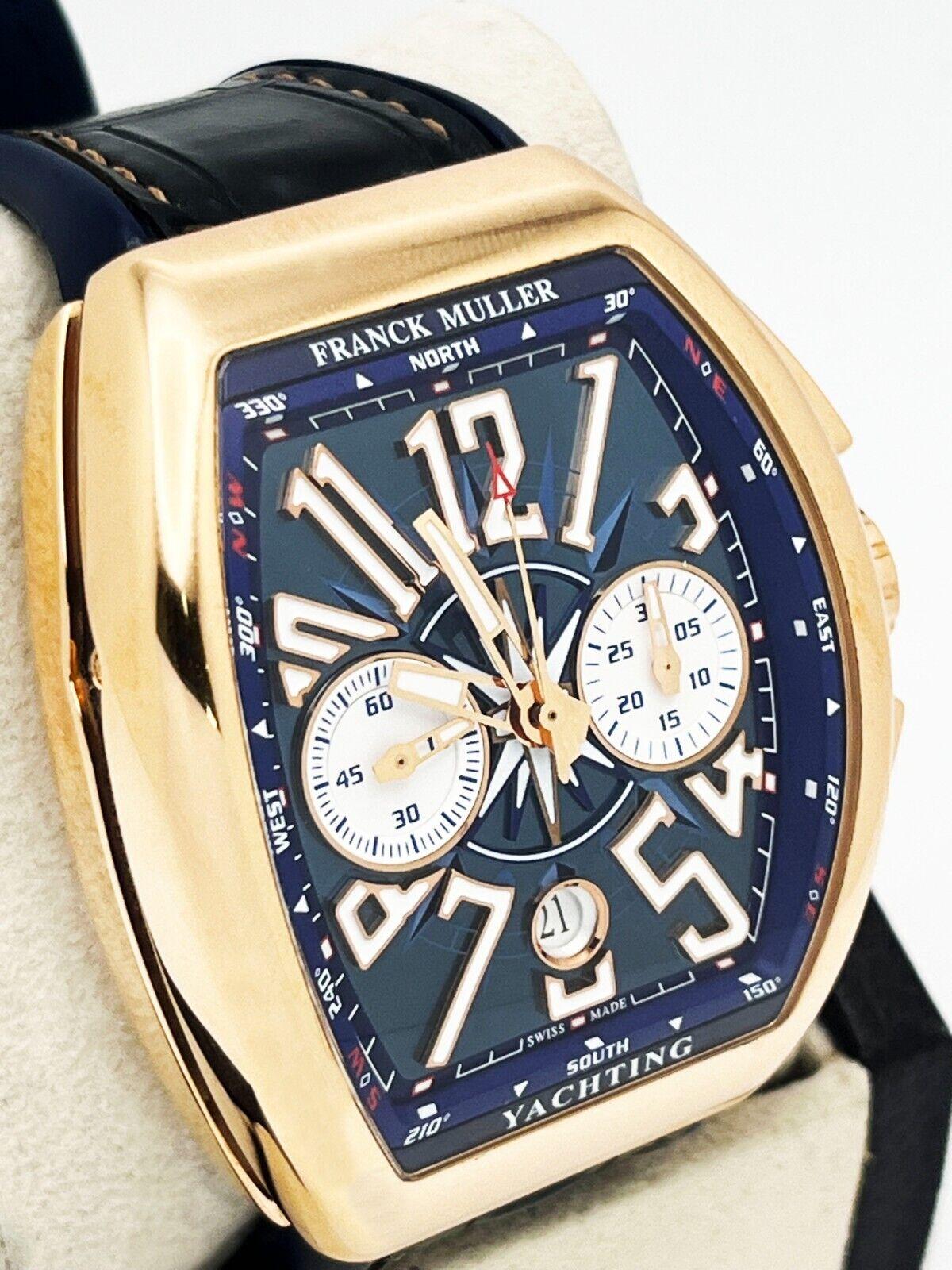 Franck Muller Vanguard V45 CC DT Yachting Blue Dial 18k Rose Gold In Excellent Condition For Sale In San Diego, CA