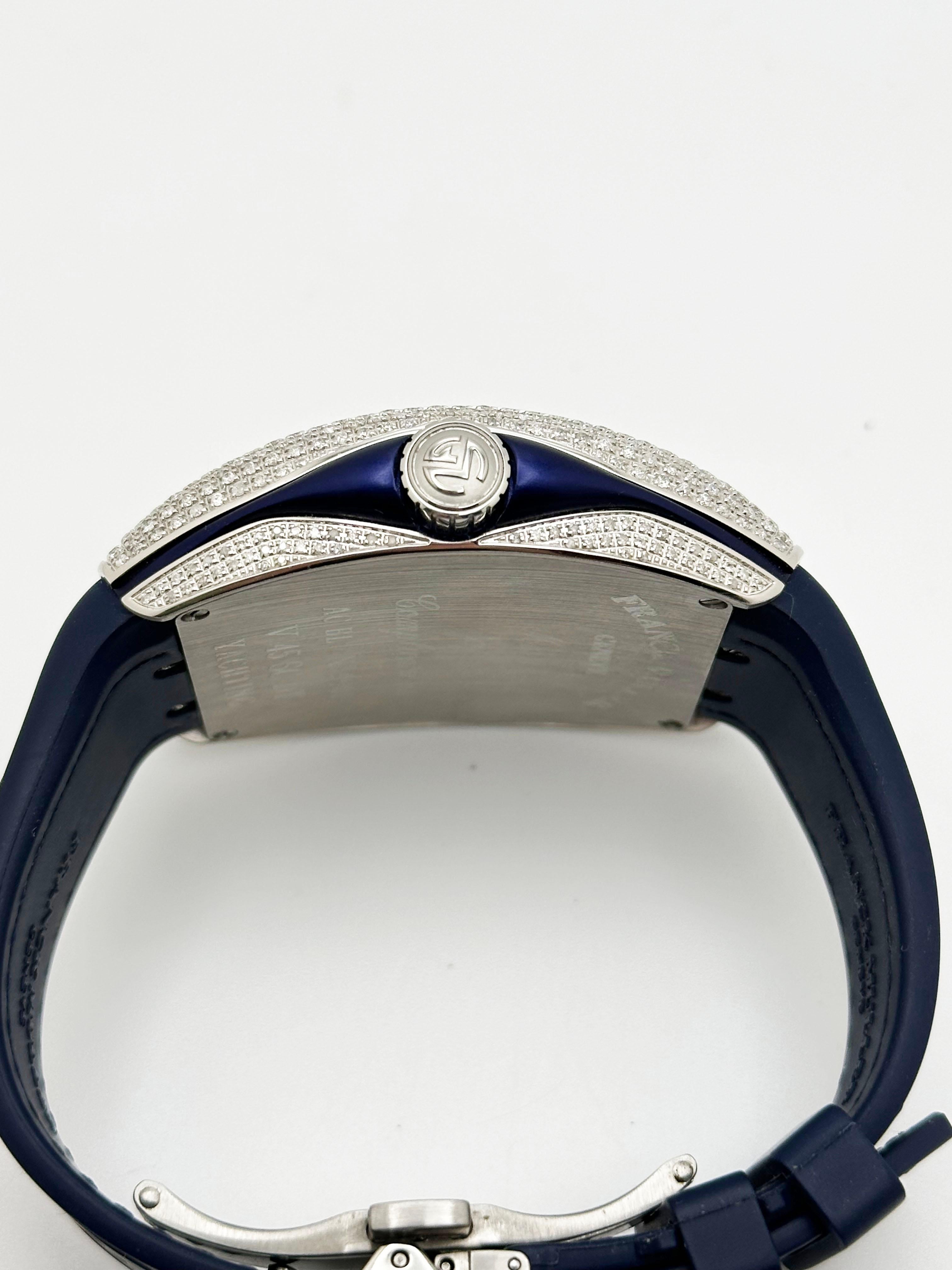 Franck Muller Vanguard V45SCDT Diamond Encrusted Stainless Steel Box Paper For Sale 2