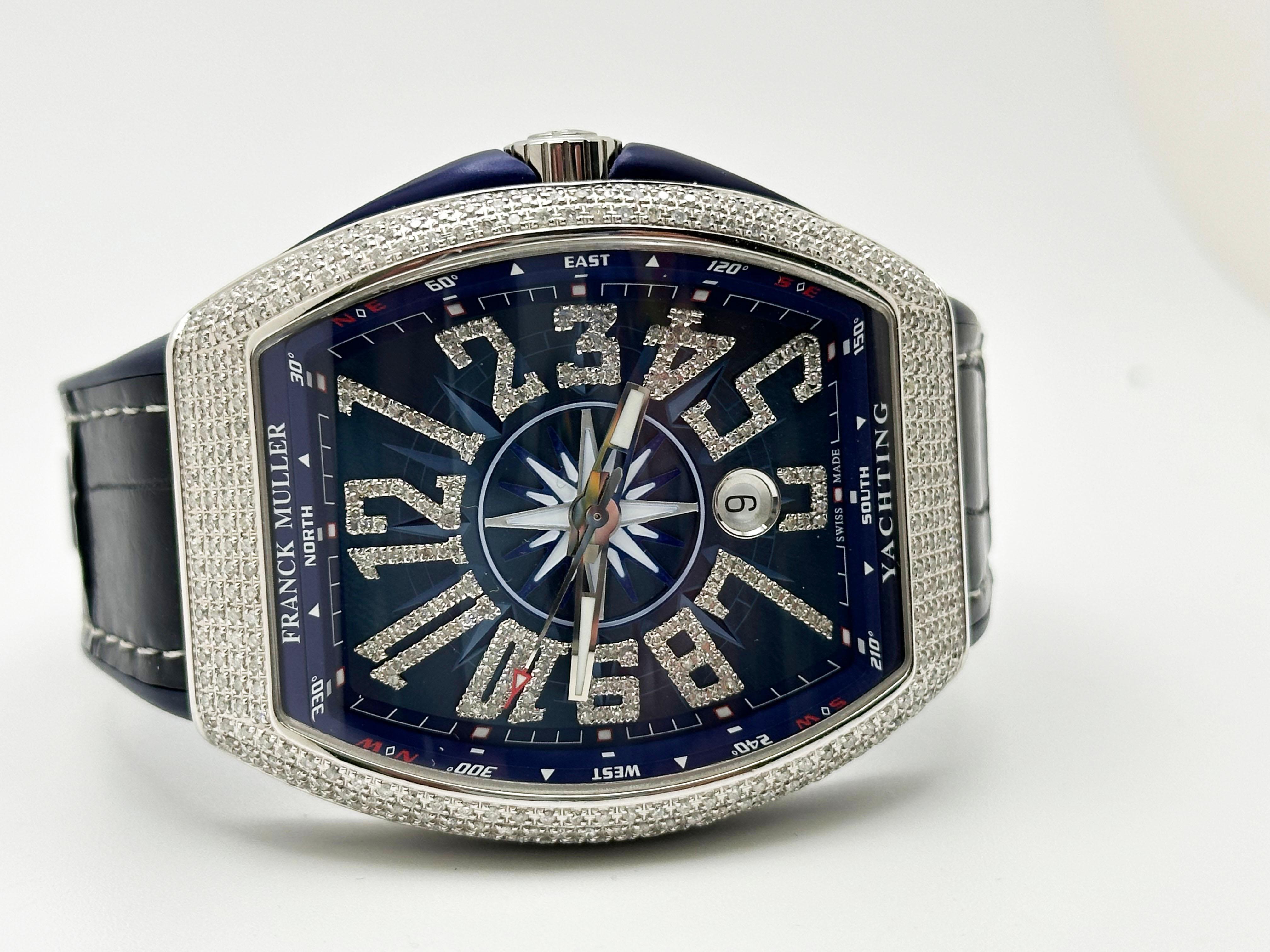 Franck Muller Vanguard V45SCDT Diamond Encrusted Stainless Steel Box Paper For Sale 5