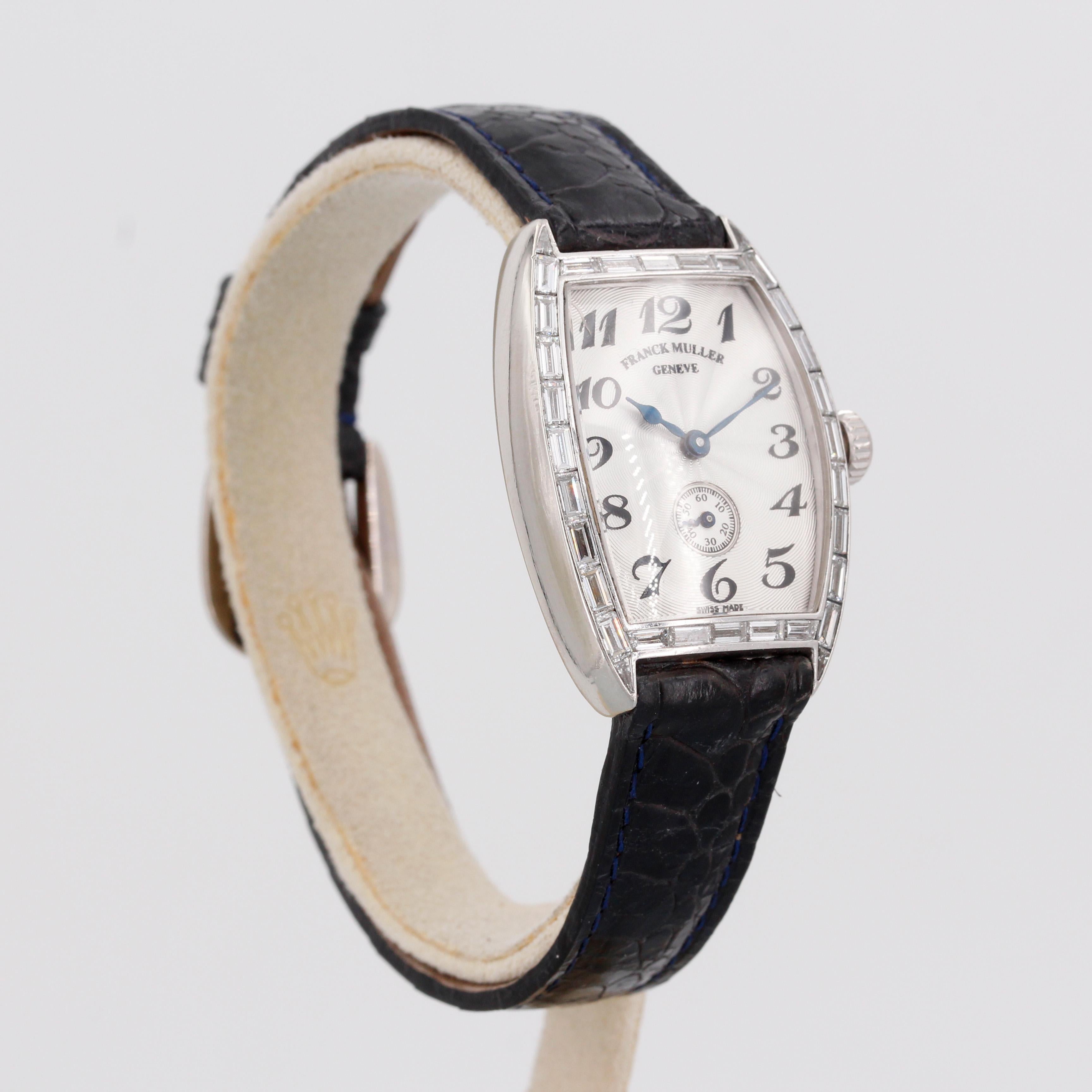 Baguette Cut Franck Muller Vintage Ladies Watch 1750 S6 BAG in Platinum For Sale