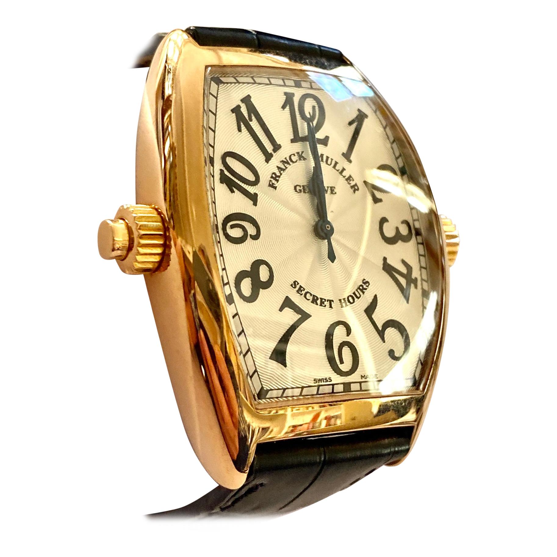 Franck Muller, Watch 7880 SE H II Secret Hours, 18 Karat Rose Gold Leather Strap