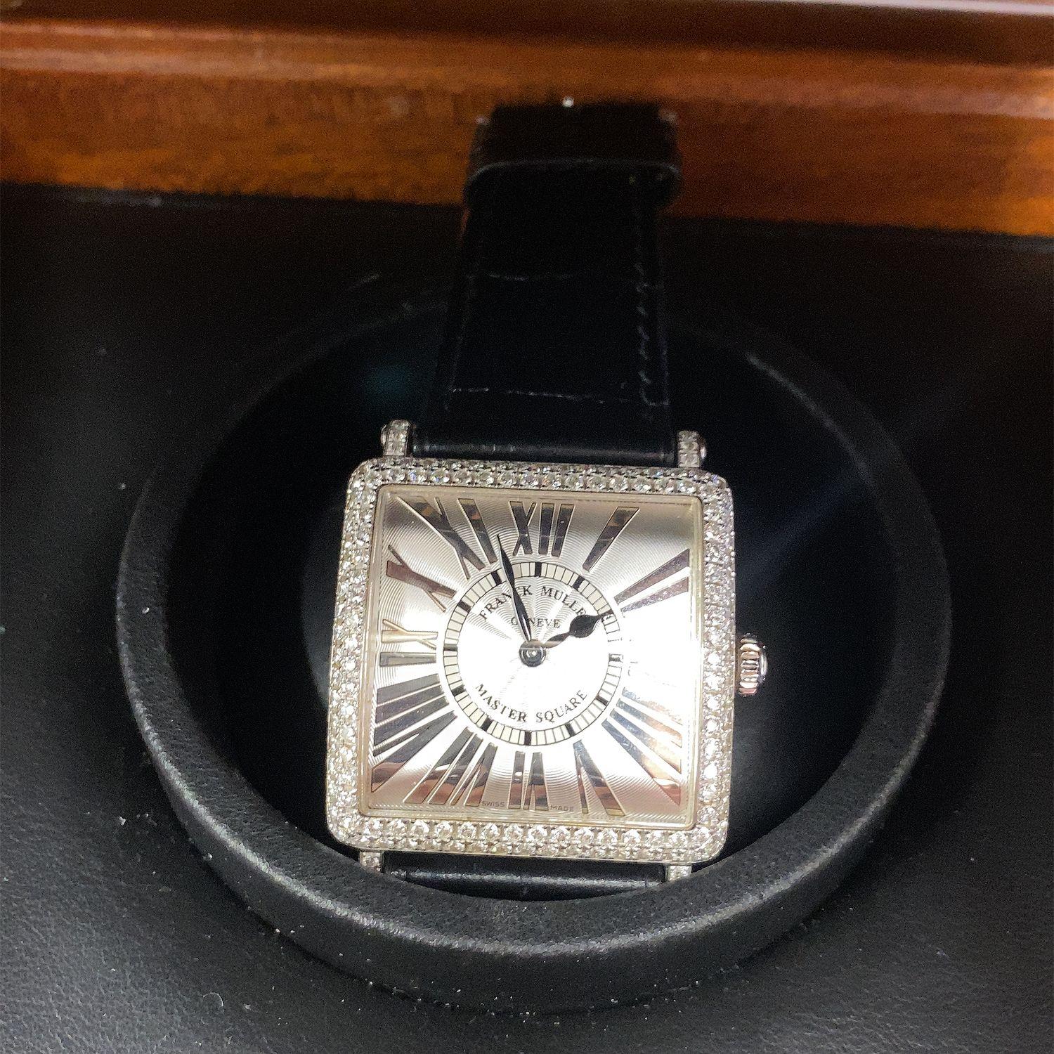 Franck Muller Uhr Master Square18ct Weißgold Diamantuhr 6002 M QZ D (Rundschliff)