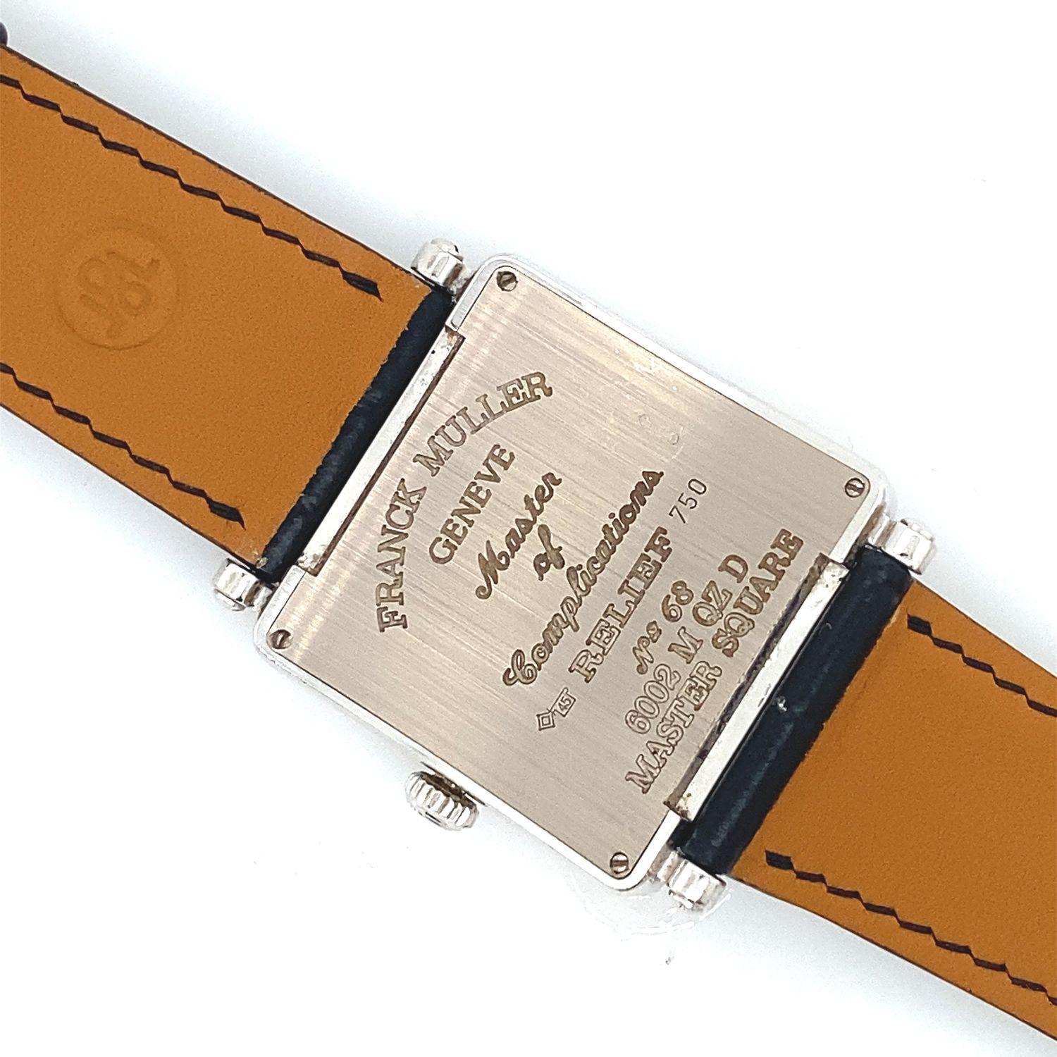 Franck Muller Uhr Master Square18ct Weißgold Diamantuhr 6002 M QZ D im Zustand „Gut“ in London, GB