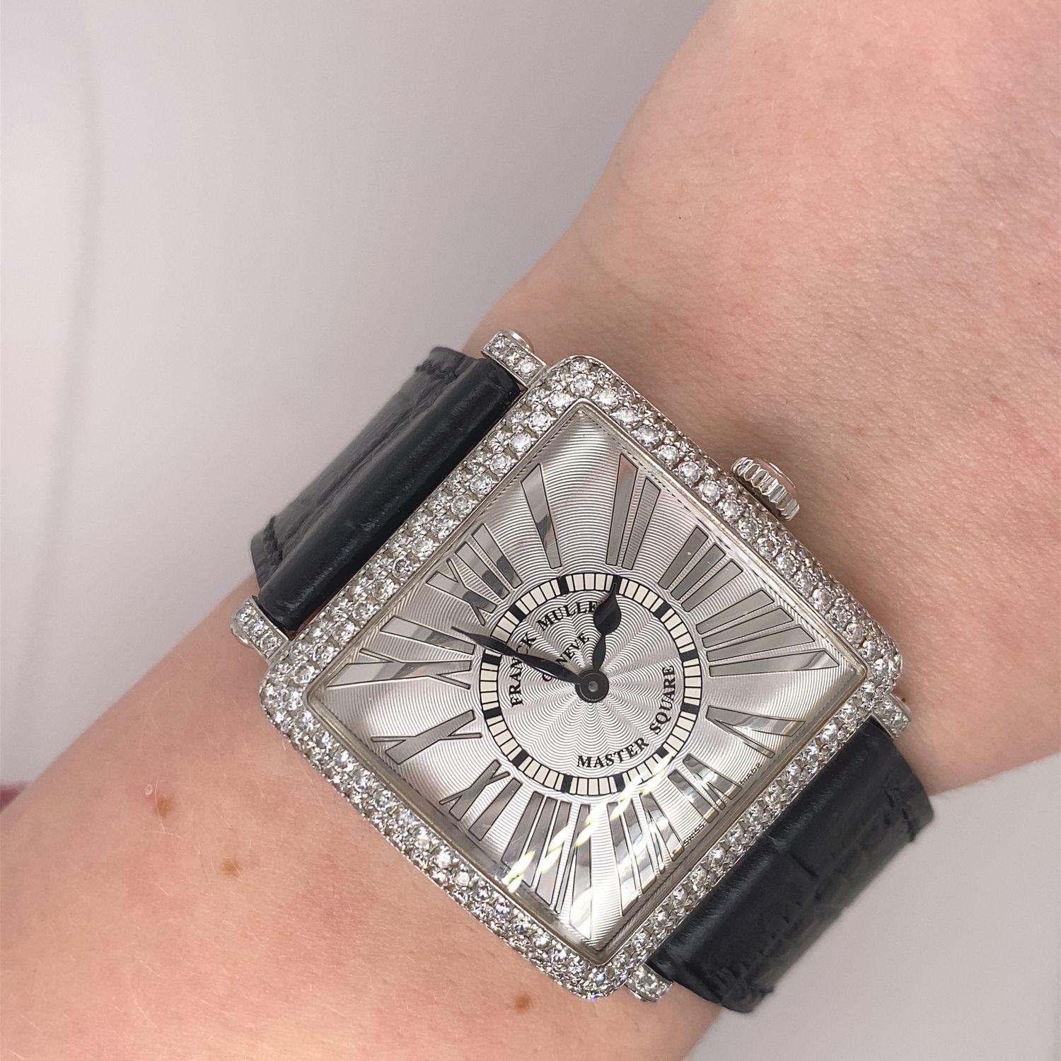 Franck Muller Uhr Master Square18ct Weißgold Diamantuhr 6002 M QZ D 1