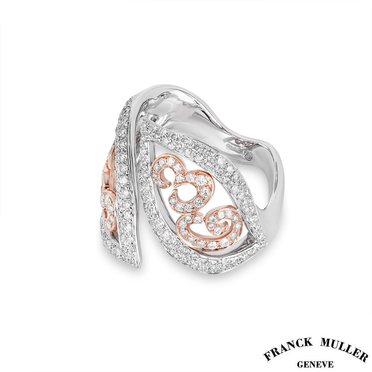 Round Cut Franck Muller White & Rose Gold Diamond Liberty Ring