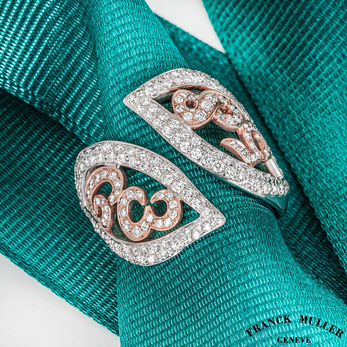 Women's or Men's Franck Muller White & Rose Gold Diamond Liberty Ring