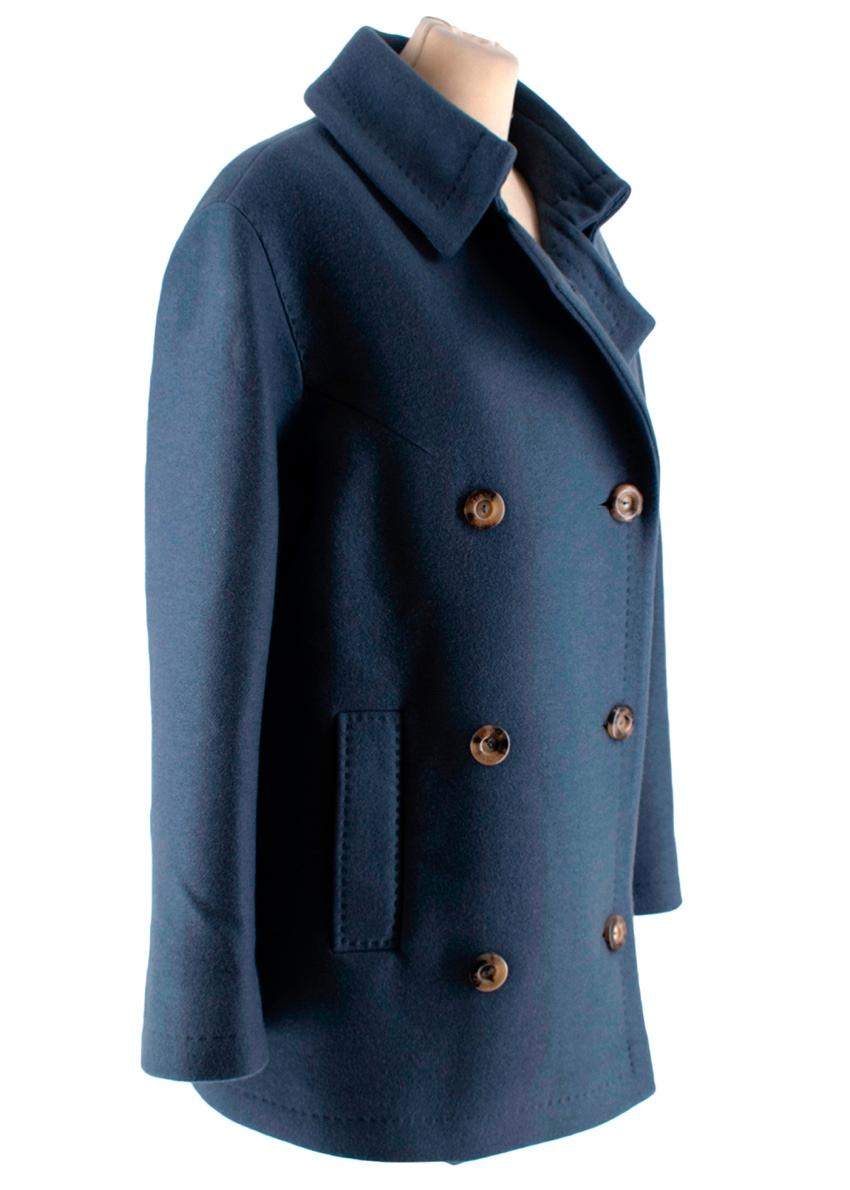 Franck Namani Blue Cashmere Double Breasted Jacket - Size US 10 For Sale 2