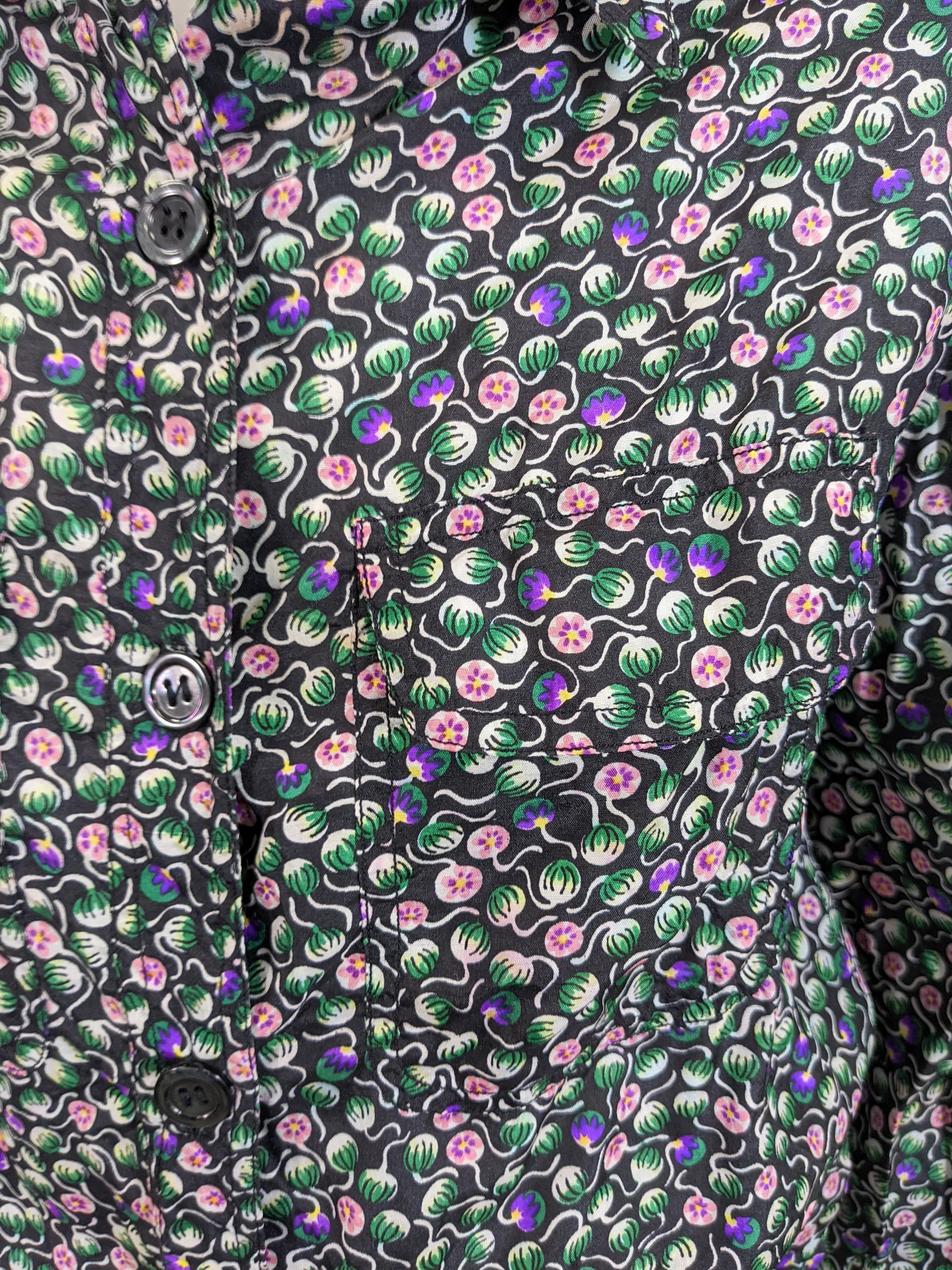 Franck Olivier Floral Print Bomber Blouse In Excellent Condition For Sale In New York, NY