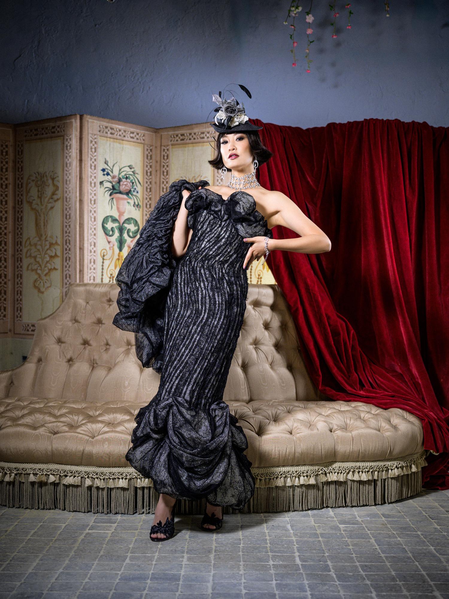 Noir Franck Sorbier robe 'Cloud' Haute Couture hiver 2024/2025 en vente