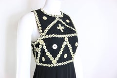 Franck Sorbier Haute Couture Black Embroidered Mother of Pearl Button Maxi Dress