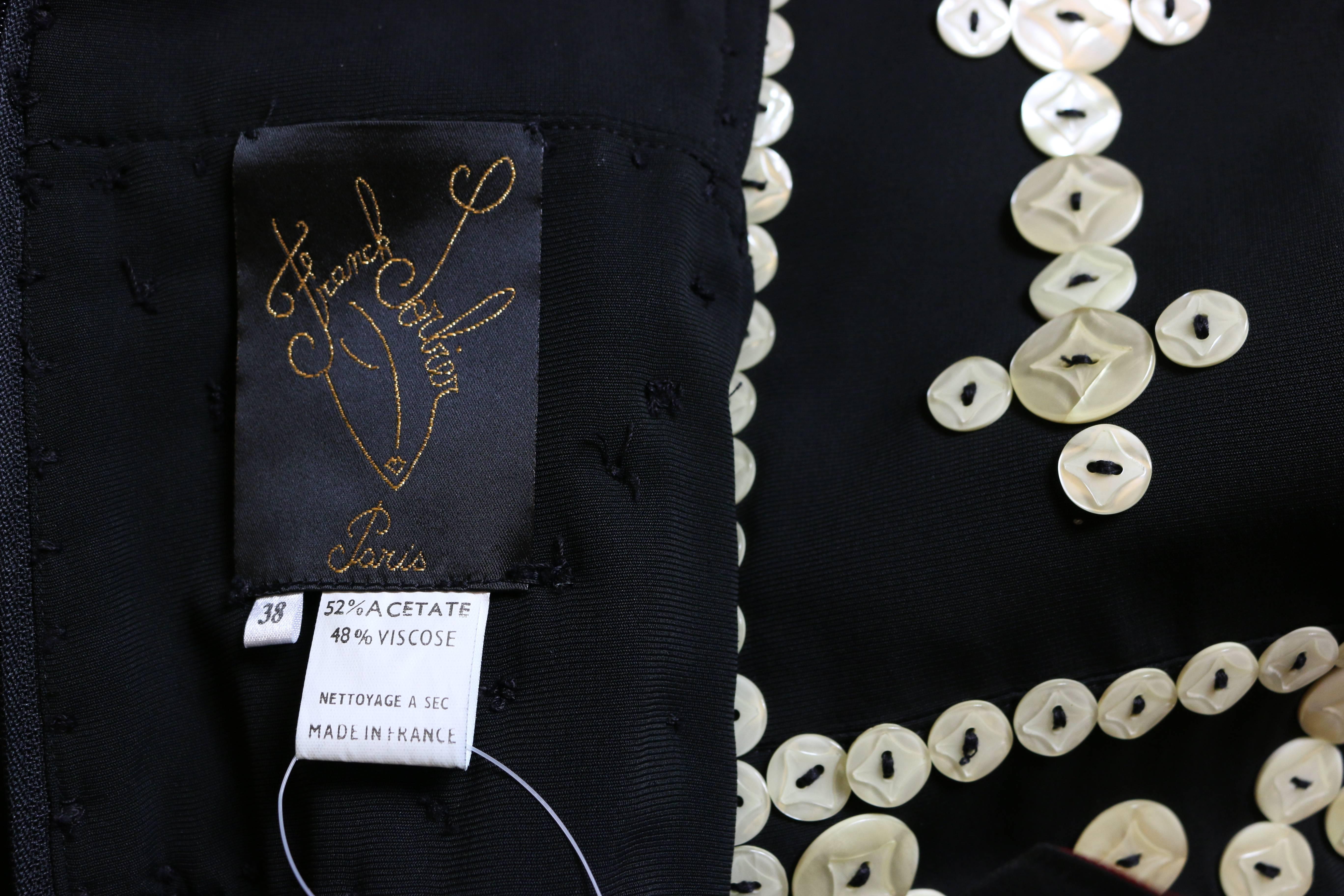 Franck Sorbier Haute Couture Robe longue brodée de boutons en nacre noire en vente 2