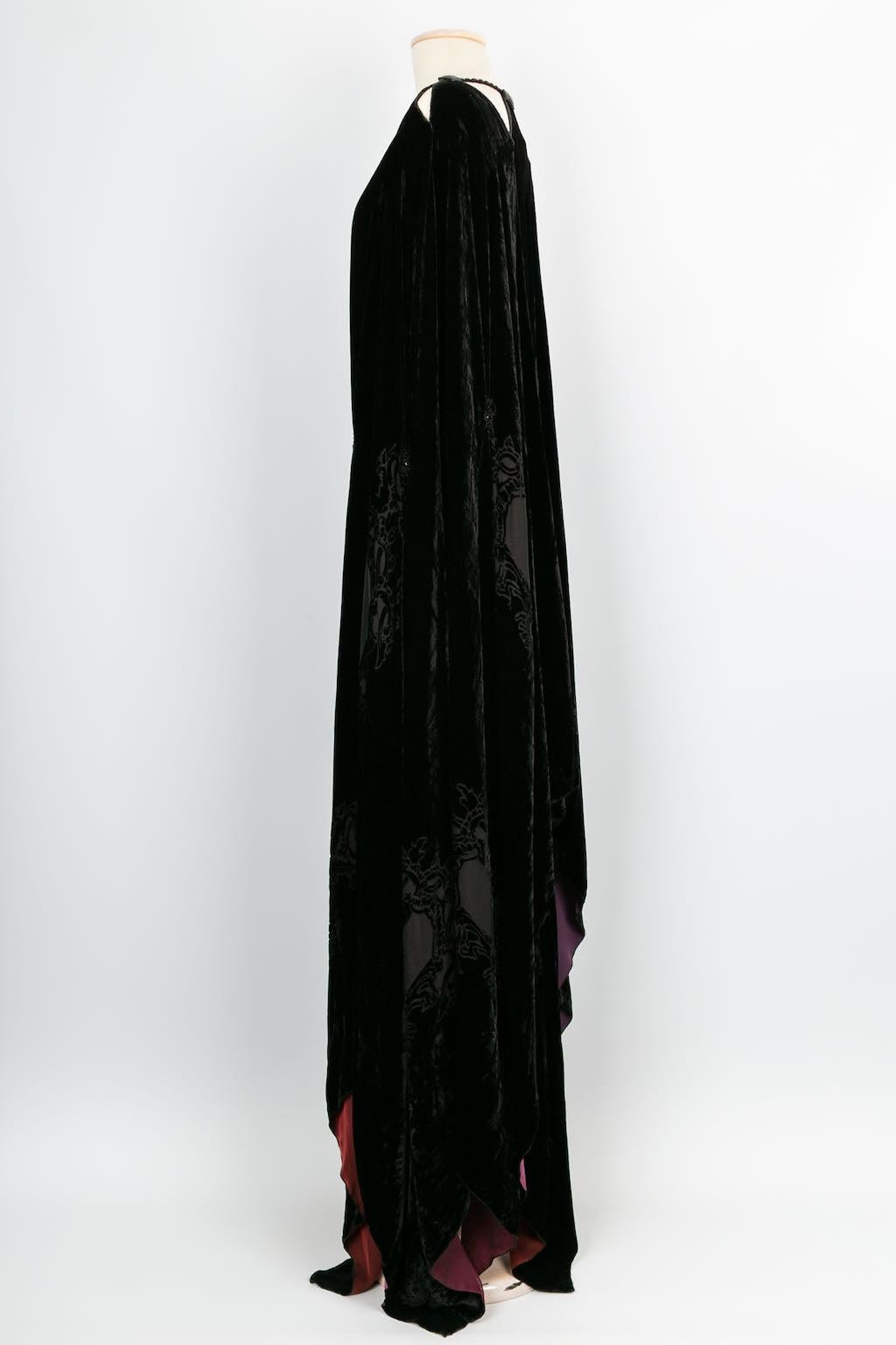 Black Franck Sorbier Haute Couture Cape in Velvet, 2014/15 For Sale