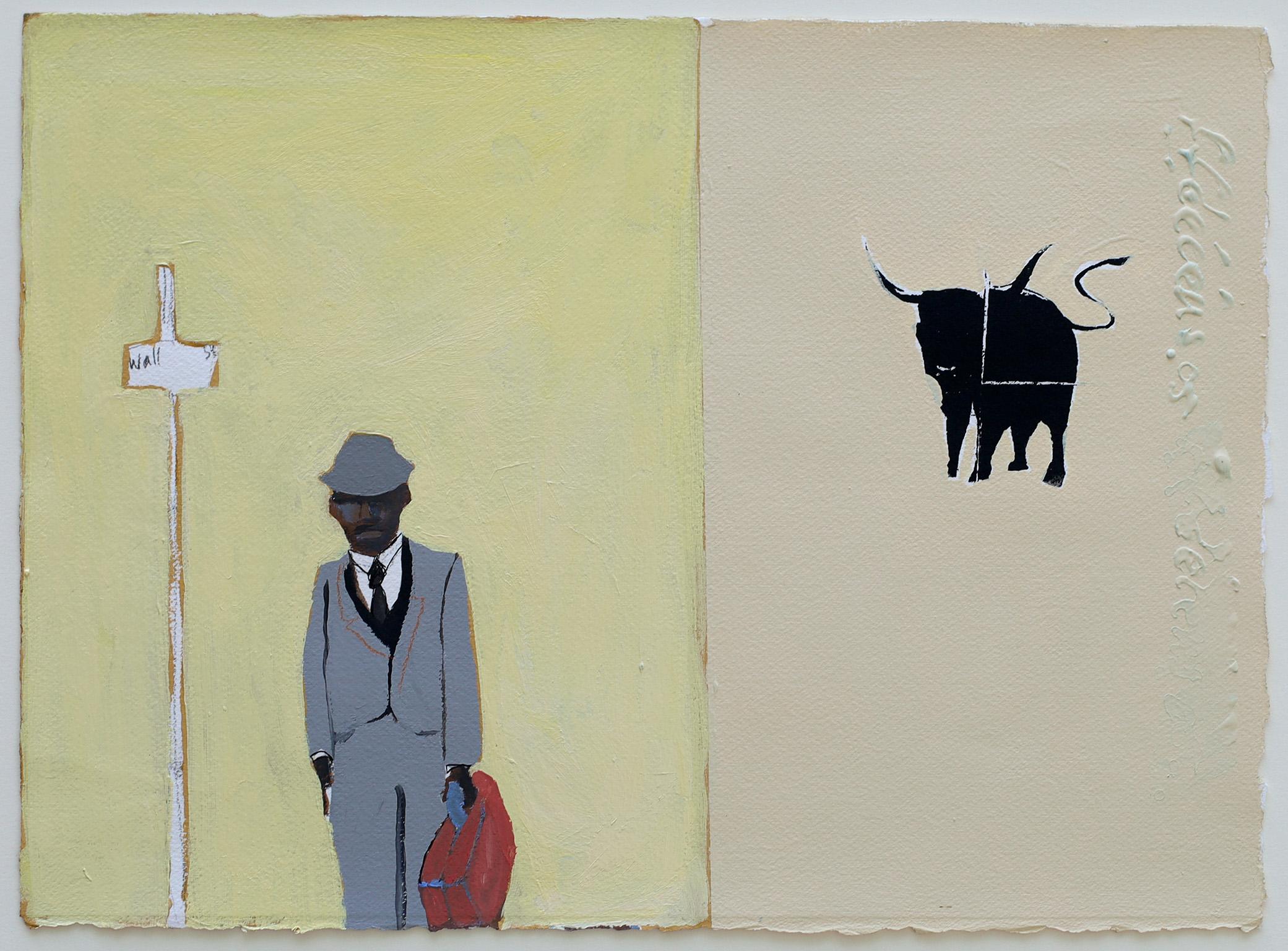 Francks Deceus Figurative Painting - Morning Bell - Work on Paper About the African American Great Migration to North