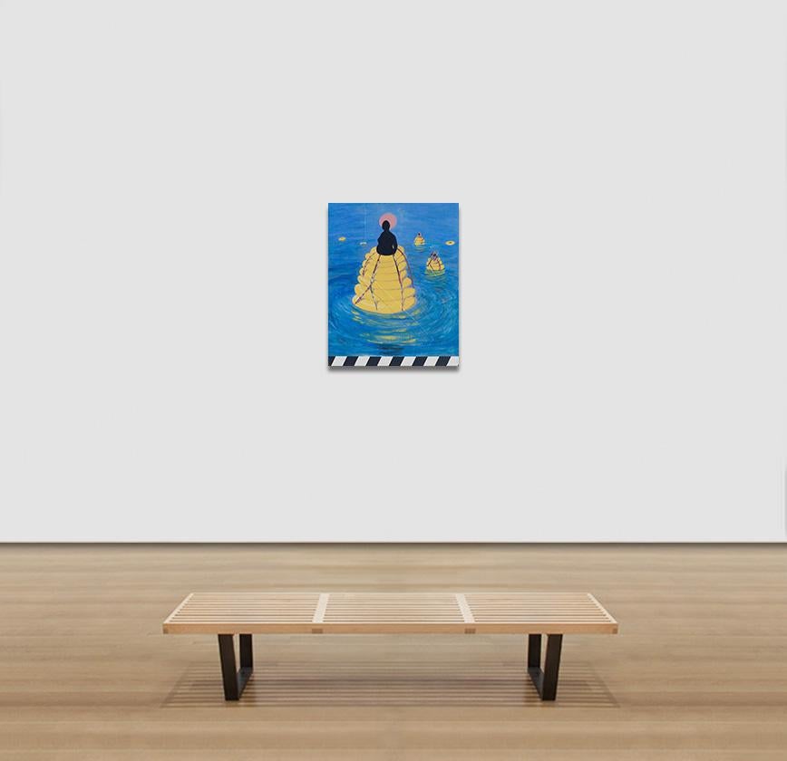 Viaggio di ritorno #3 - Collage e acrilico su tela, giallo. 3