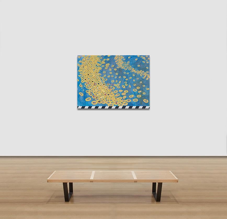 Spring Break Afternoon #3 - Allegorical Painting on Canvas. Yellow, and Blue For Sale 3