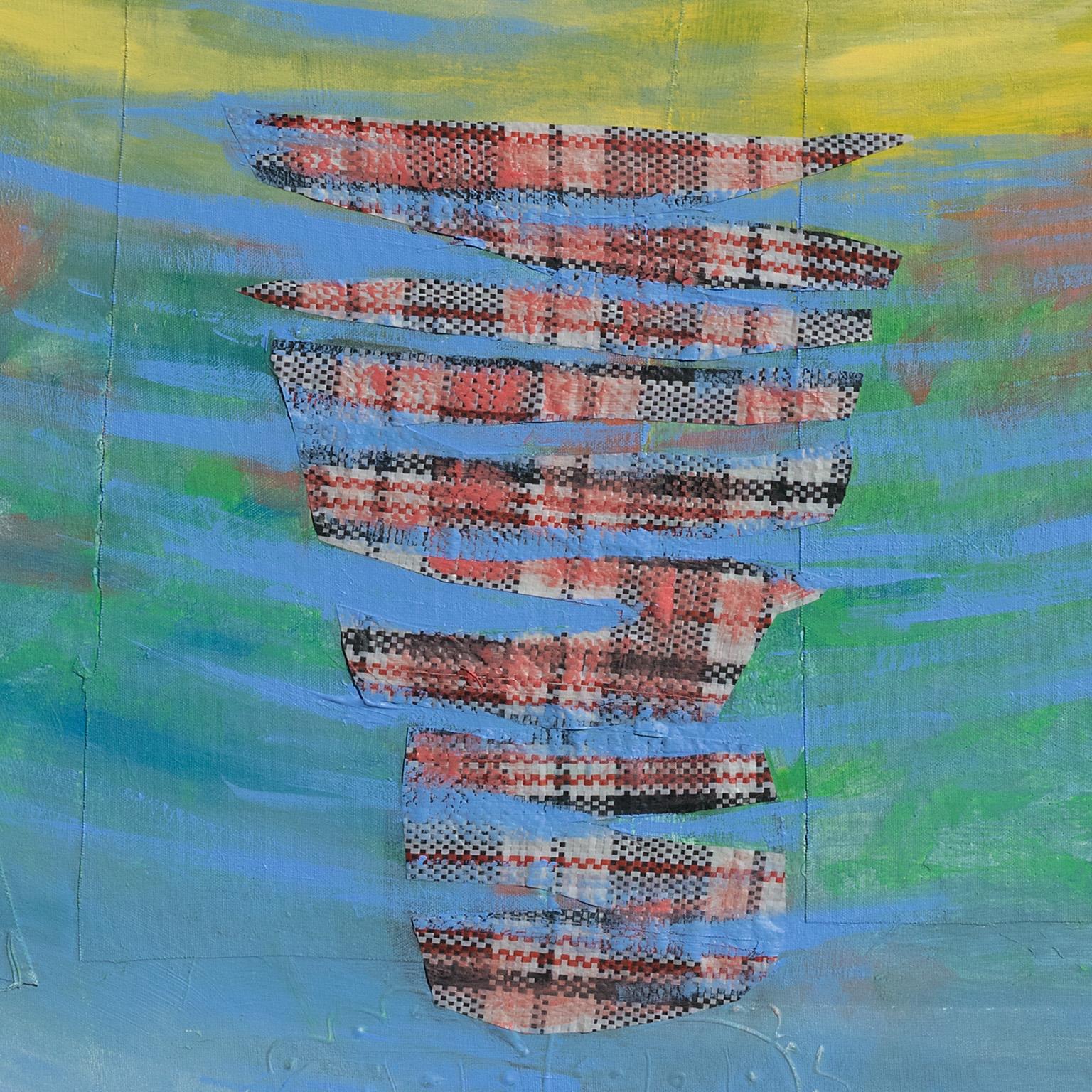 Mañana de vacaciones de primavera nº 1 - Artista haitiano, colores caribeños, rojo, amarillo, azul - Painting Contemporáneo de Francks Deceus
