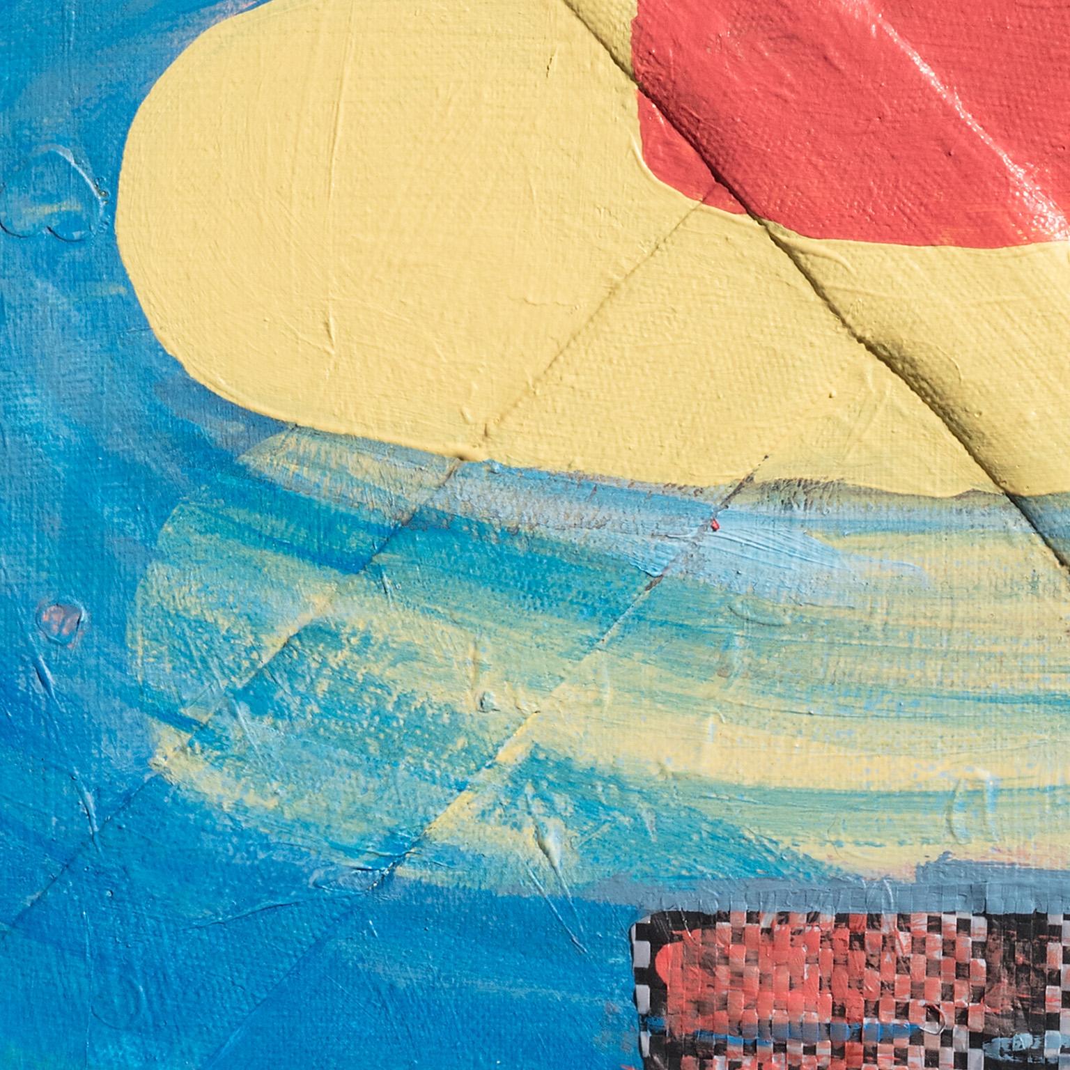 Spring Break Morning Study #1 - Acrilico su tela. Rosso, giallo e blu in vendita 1