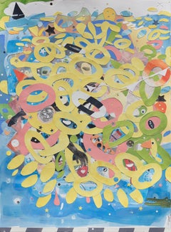 Spring Break Sunday #2 - Collage abstracto, Abstracción figurativa, Amarillo, Jugar