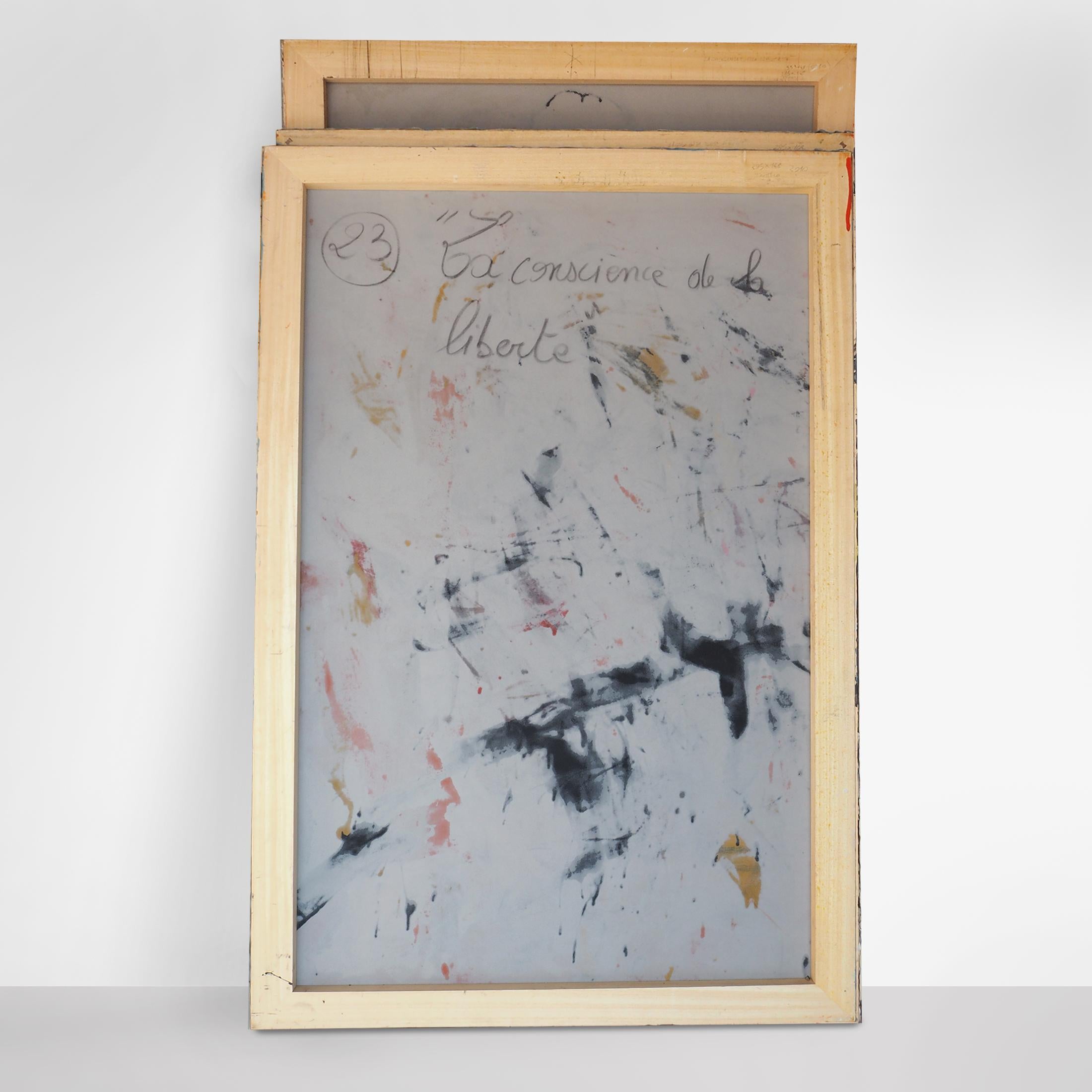 Francky Criquet - LA COSCIENCE DE LA LIBERTE - oil paint - Triptych /285x148cm For Sale 3