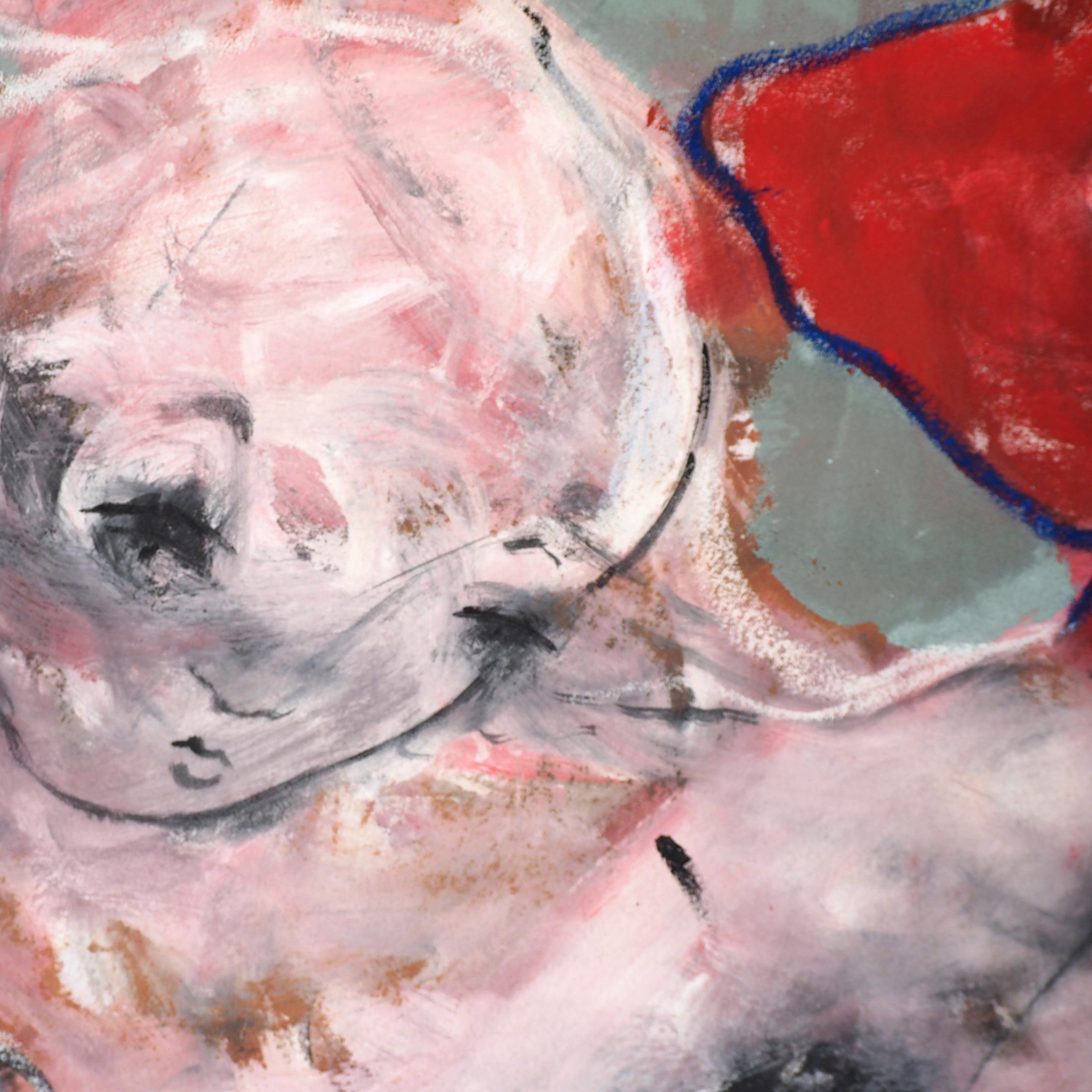 Francky Criquet - L'ÉVEIL DE L'ÂME/ rosso-grigio - olio su tela - 147x95cm in vendita 1