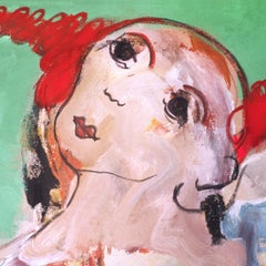 Francky Criquet - NO TITLE/ verde - olio su tela - 95x147cm