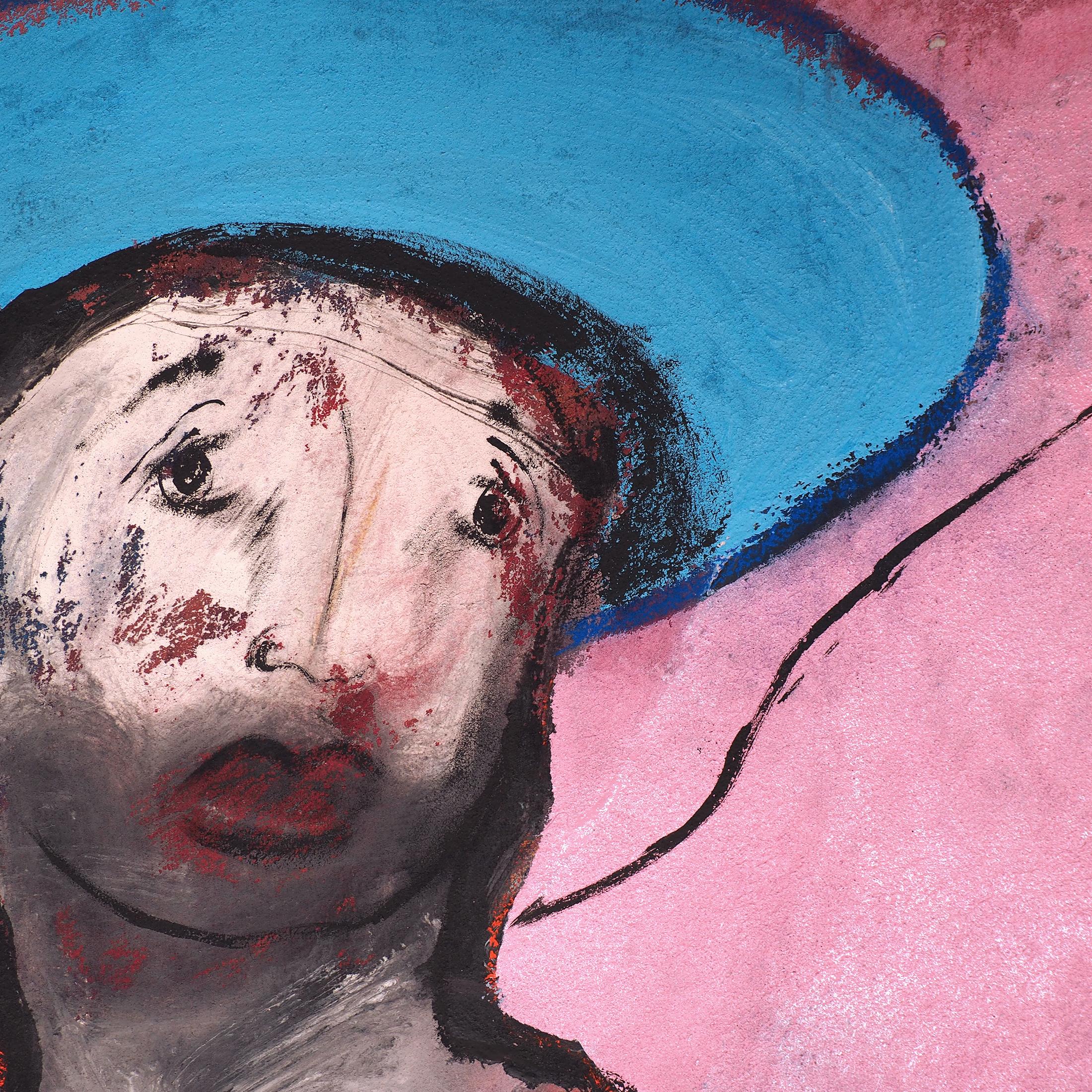 Francky Criquet - NO TITLE/ pink - oil on canvas - 95x147cm For Sale 1