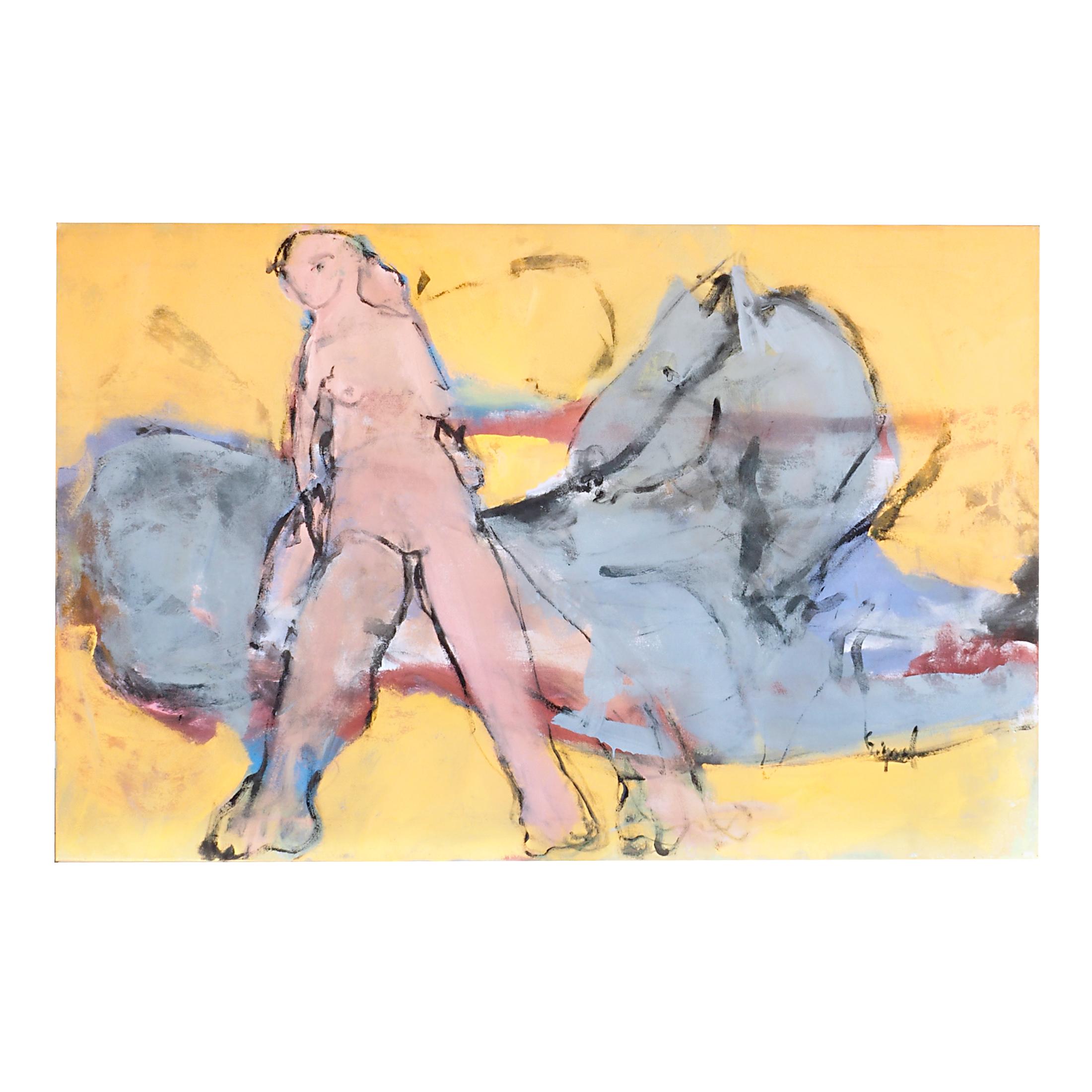 Francky Criquet - NO TITLE/ yellow - oil on canvas - 147x95cm