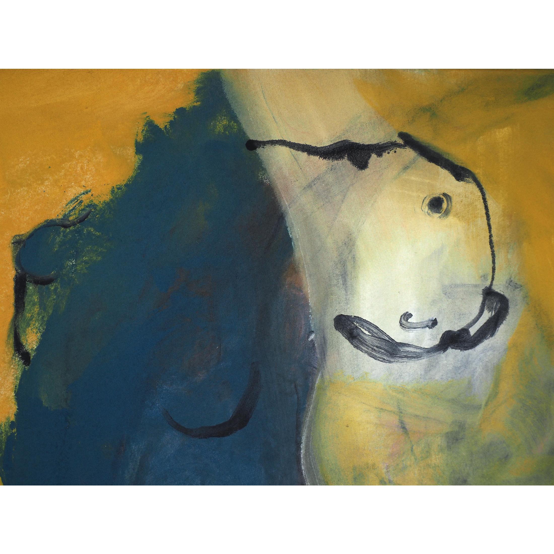 Francky Criquet - NOT TITLE /yellow - oil on canvas - 80x133cm For Sale 1