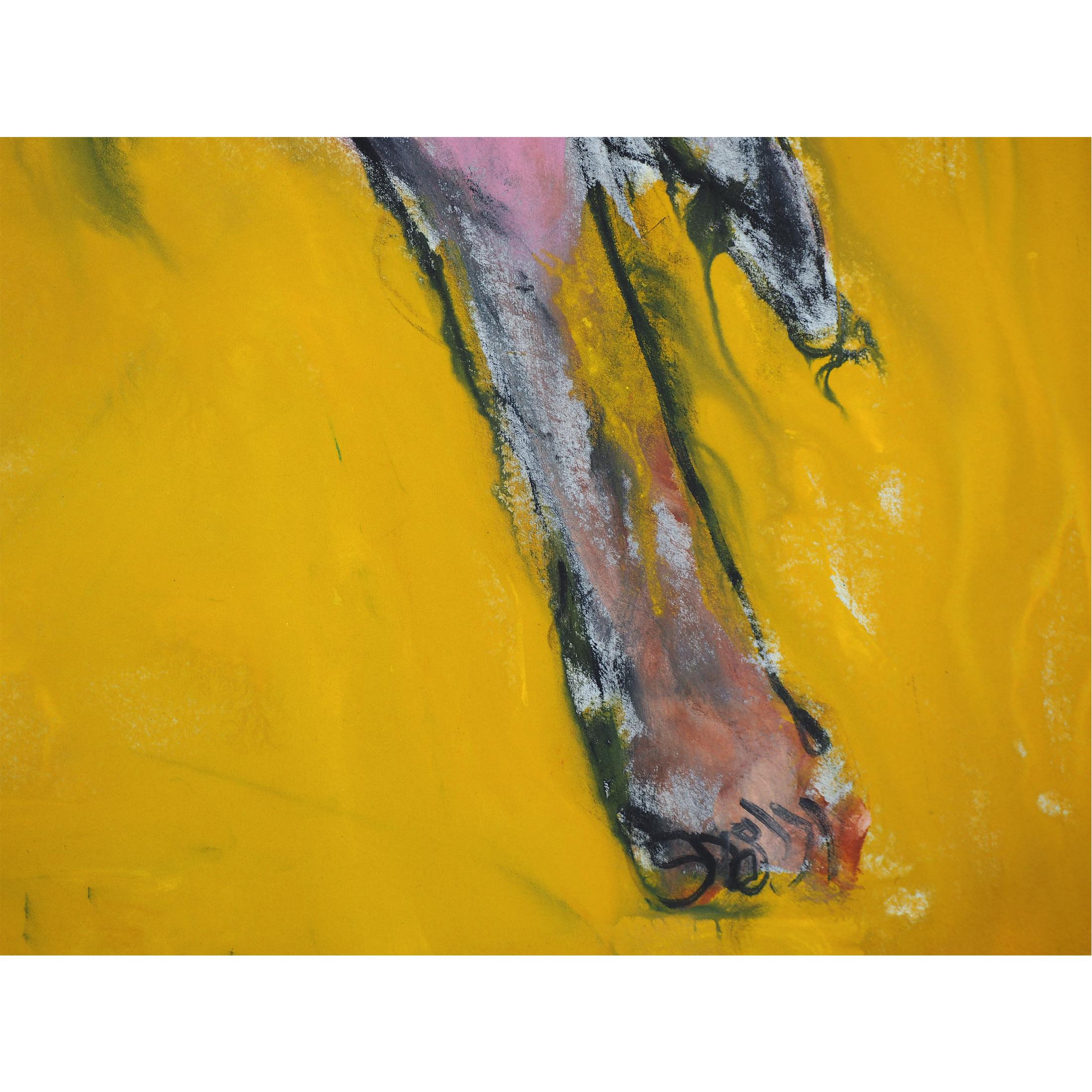 Francky Criquet - NON TITOLO / giallo - olio su tela - 80x133cm in vendita 2