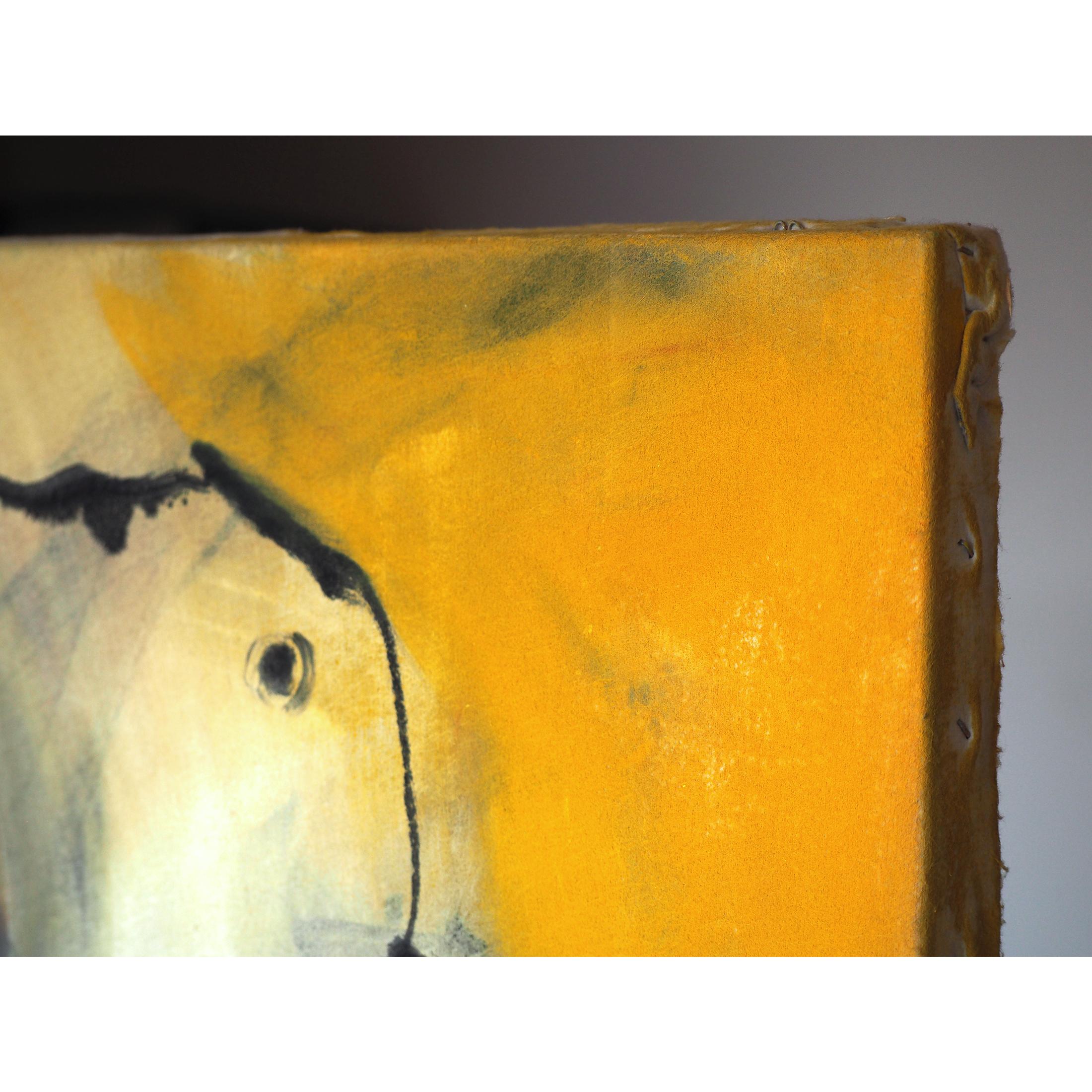 Francky Criquet - NOT TITLE /yellow - oil on canvas - 80x133cm For Sale 3