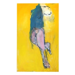 Francky Criquet - NON TITOLO / giallo - olio su tela - 80x133cm