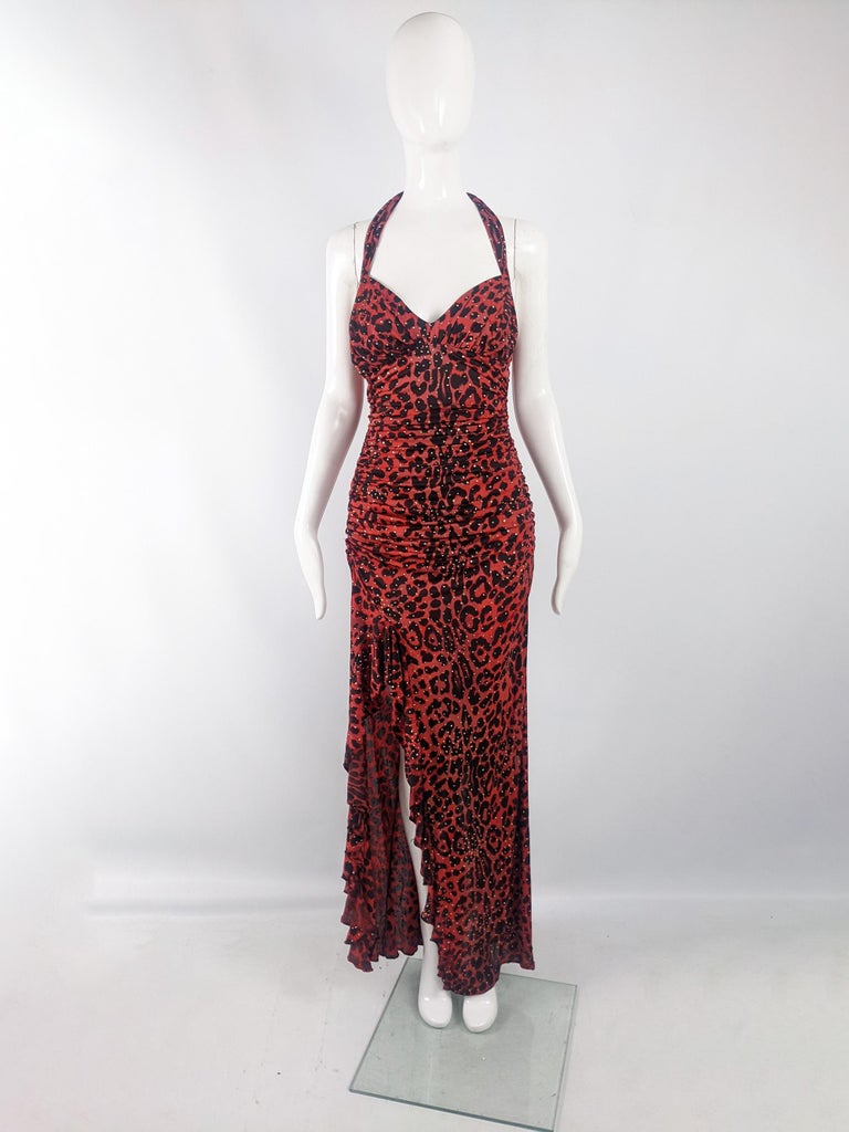 Francky Velucci Paris Vintage Sexy Red Leopard Animal Print Evening