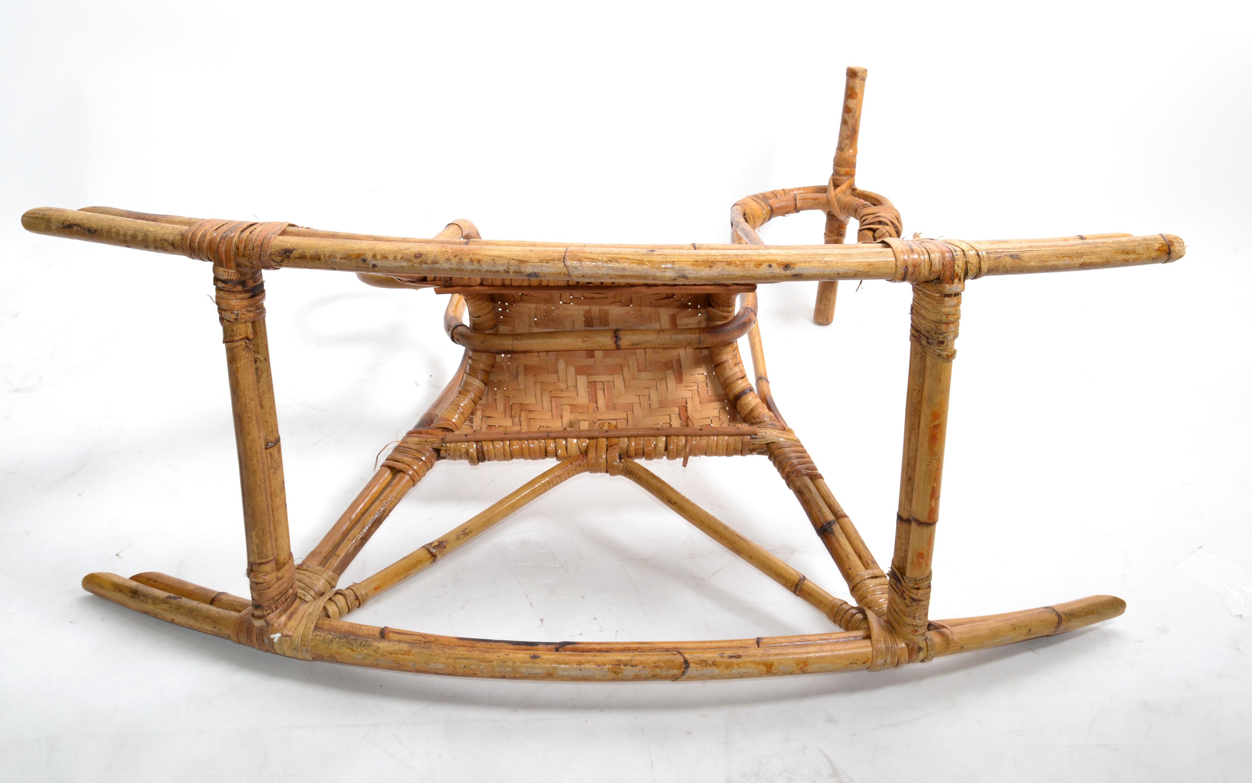 Franco Albini 1960 Rattan Cane & Bamboo Rocking Horse, Animal Sculpture Italy   For Sale 1