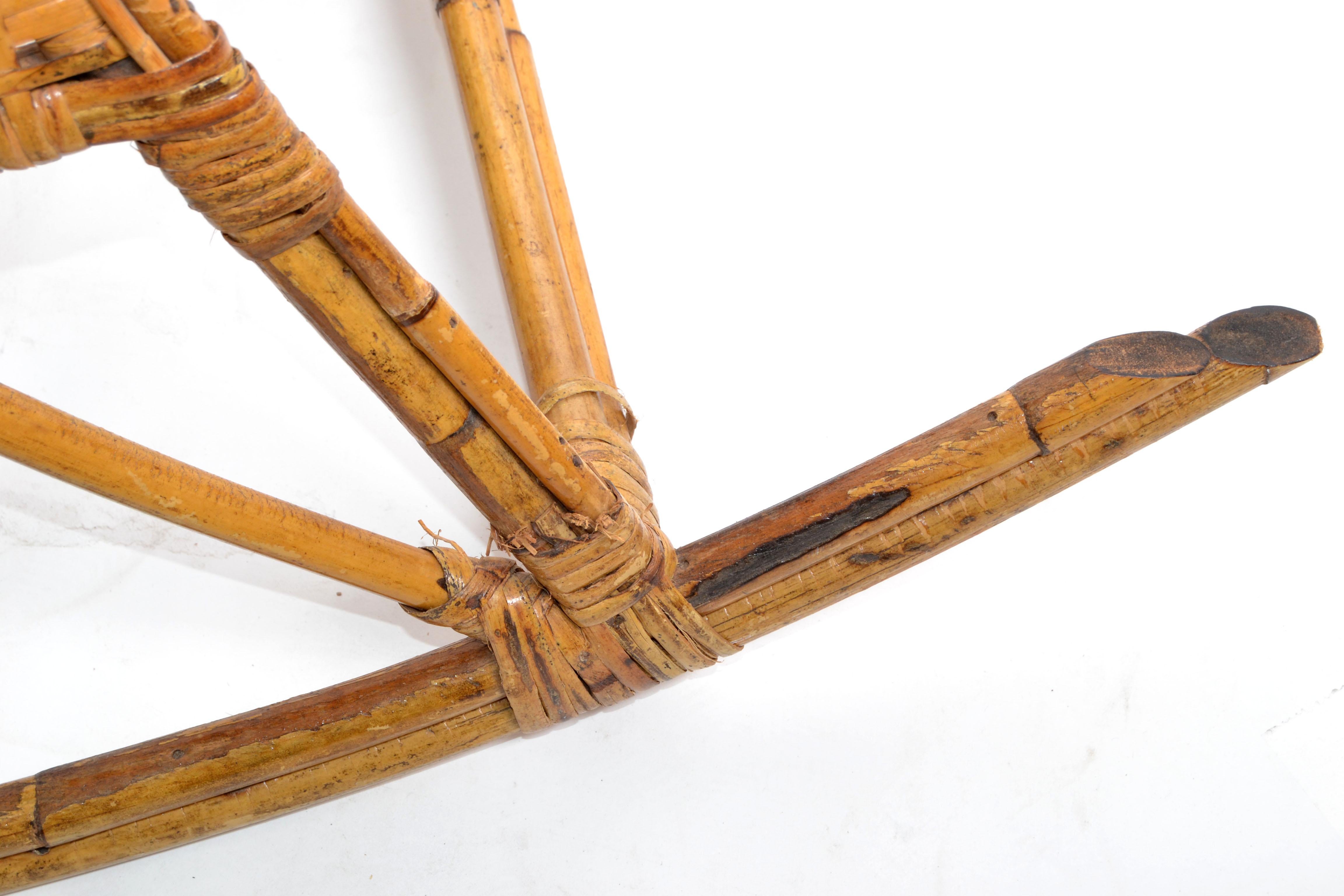 Franco Albini 1960 Rattan Cane & Bamboo Rocking Horse, Animal Sculpture Italy   For Sale 4