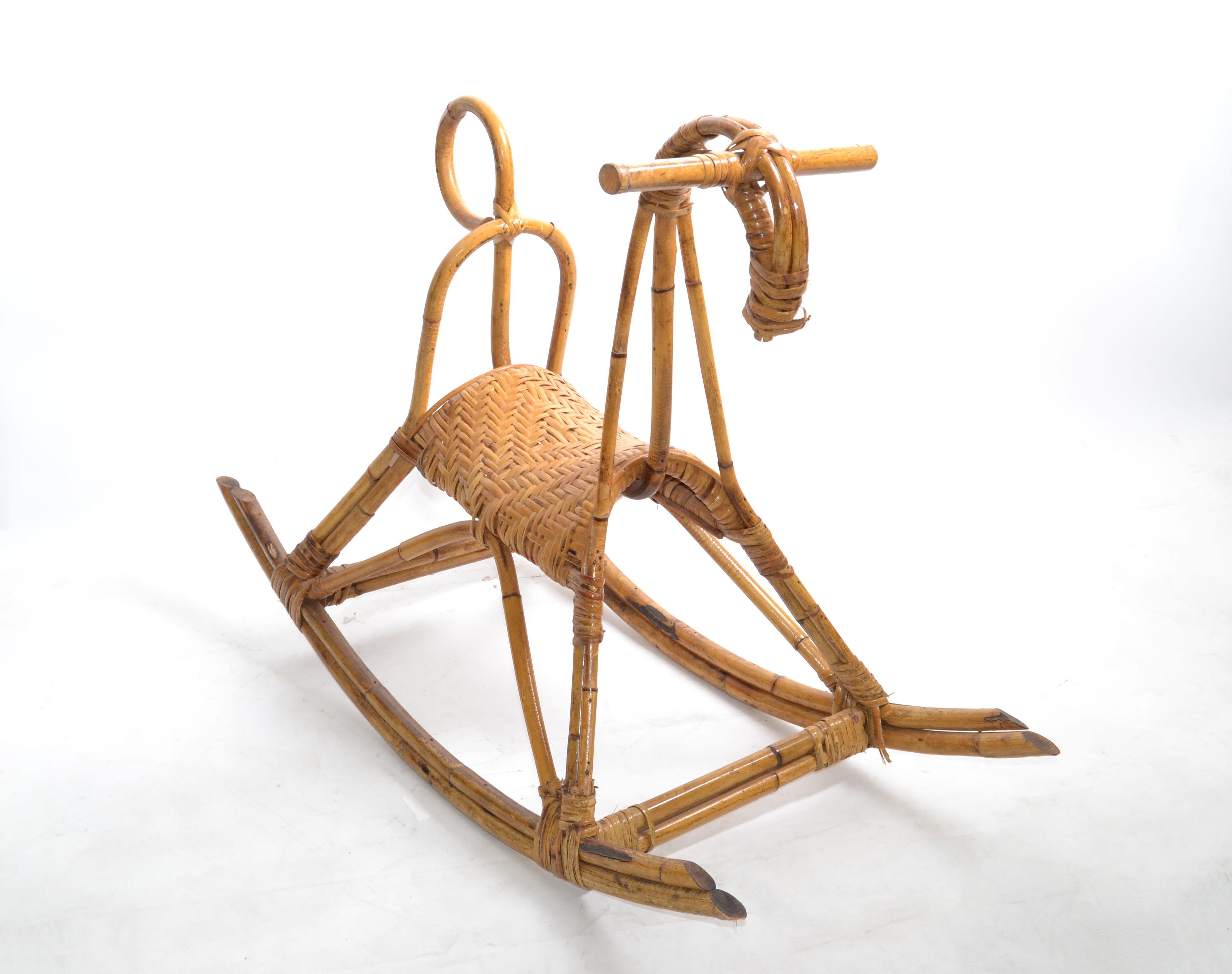 rattan weaving horse sculpture