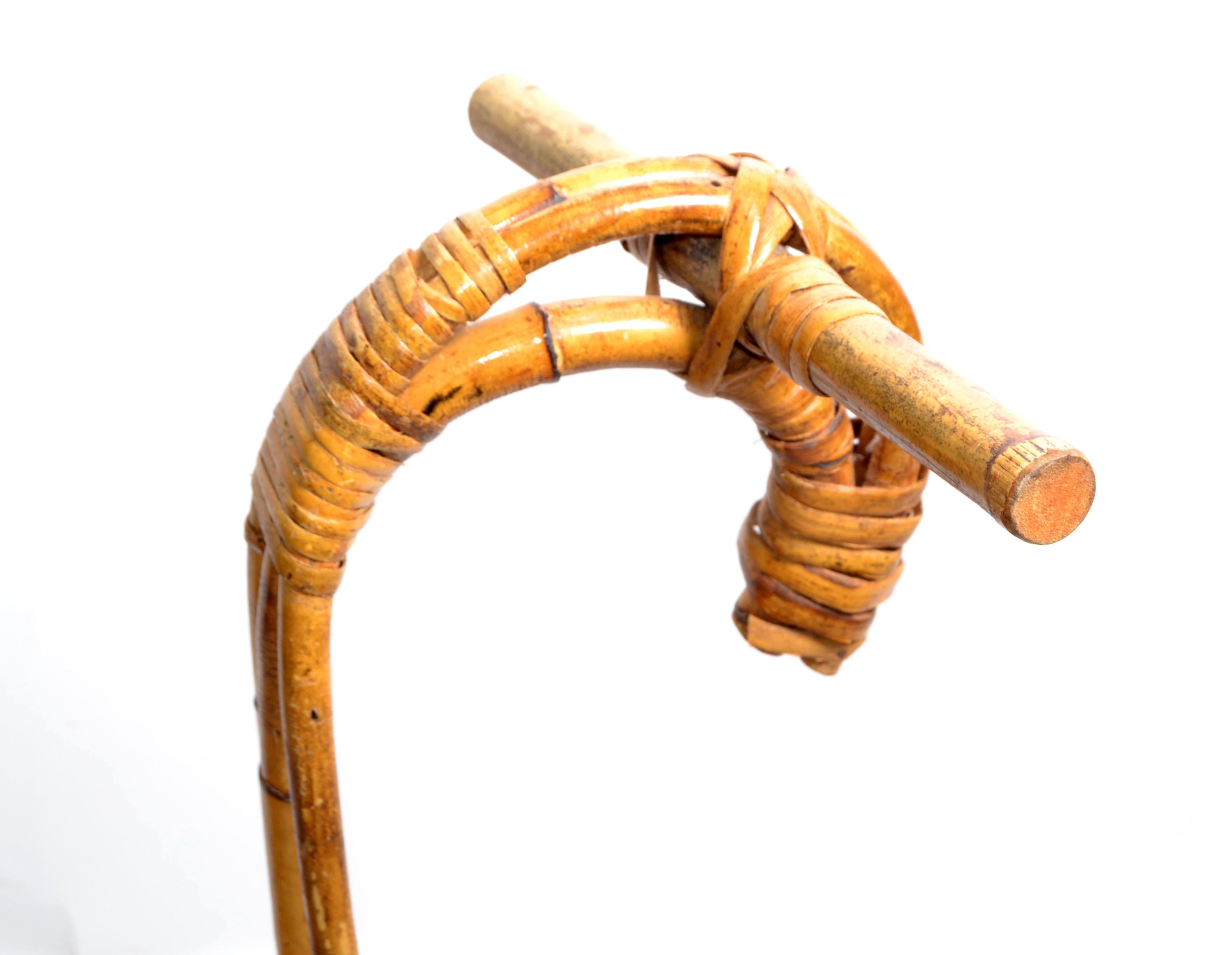 Mid-20th Century Franco Albini 1960 Rattan Cane & Bamboo Rocking Horse, Animal Sculpture Italy   For Sale