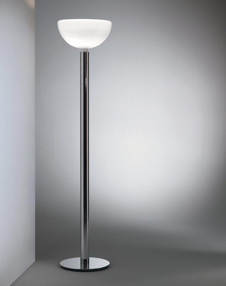 Mid-Century Modern Franco Albini and Franca Helg AM2C Opaline Glass & Metal Floor Lamp for Nemo For Sale