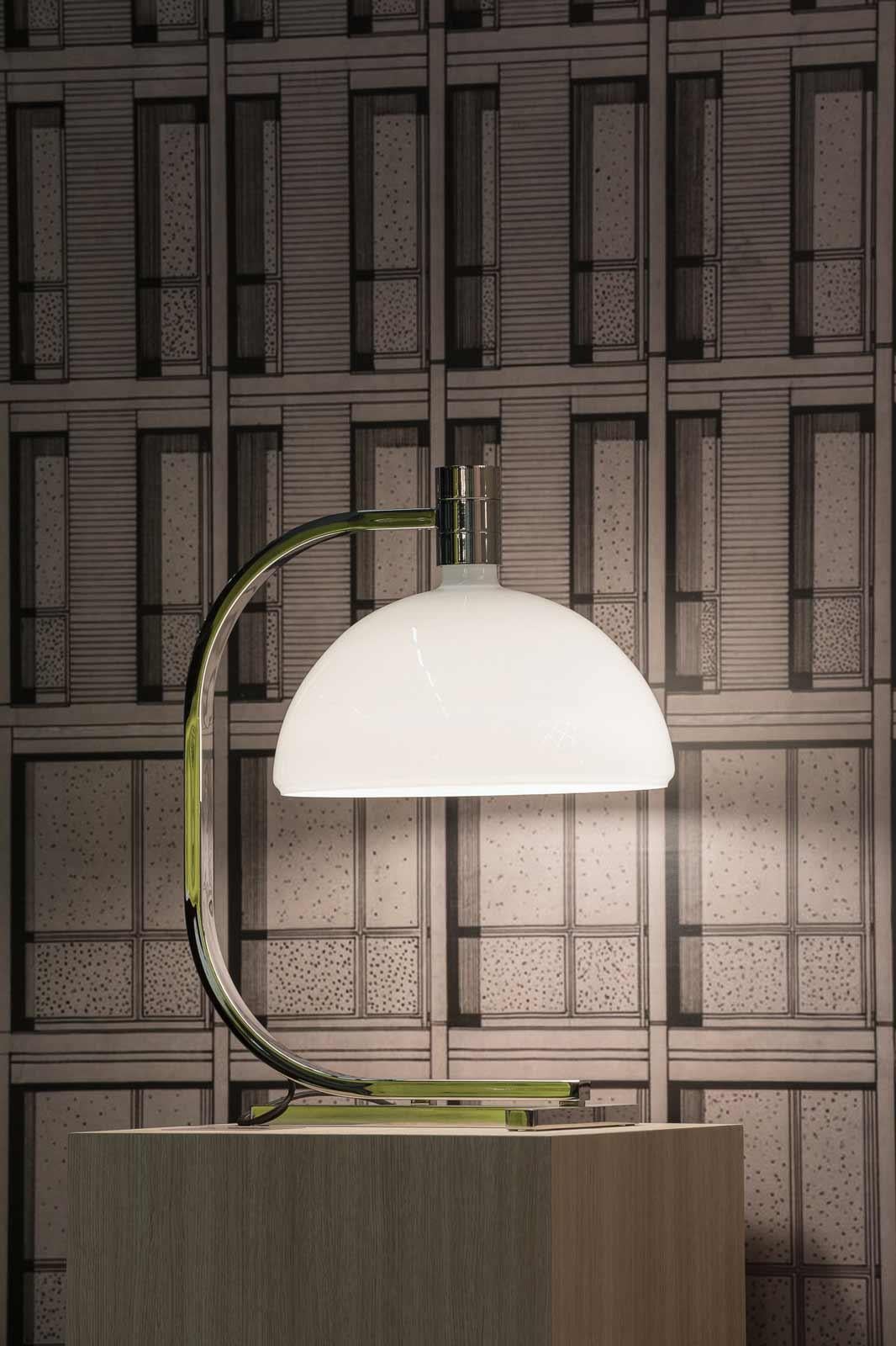 XXIe siècle et contemporain Lampe de bureau Franco Albini et Franca Helg AS1C pour Nemo en verre et chrome noir en vente