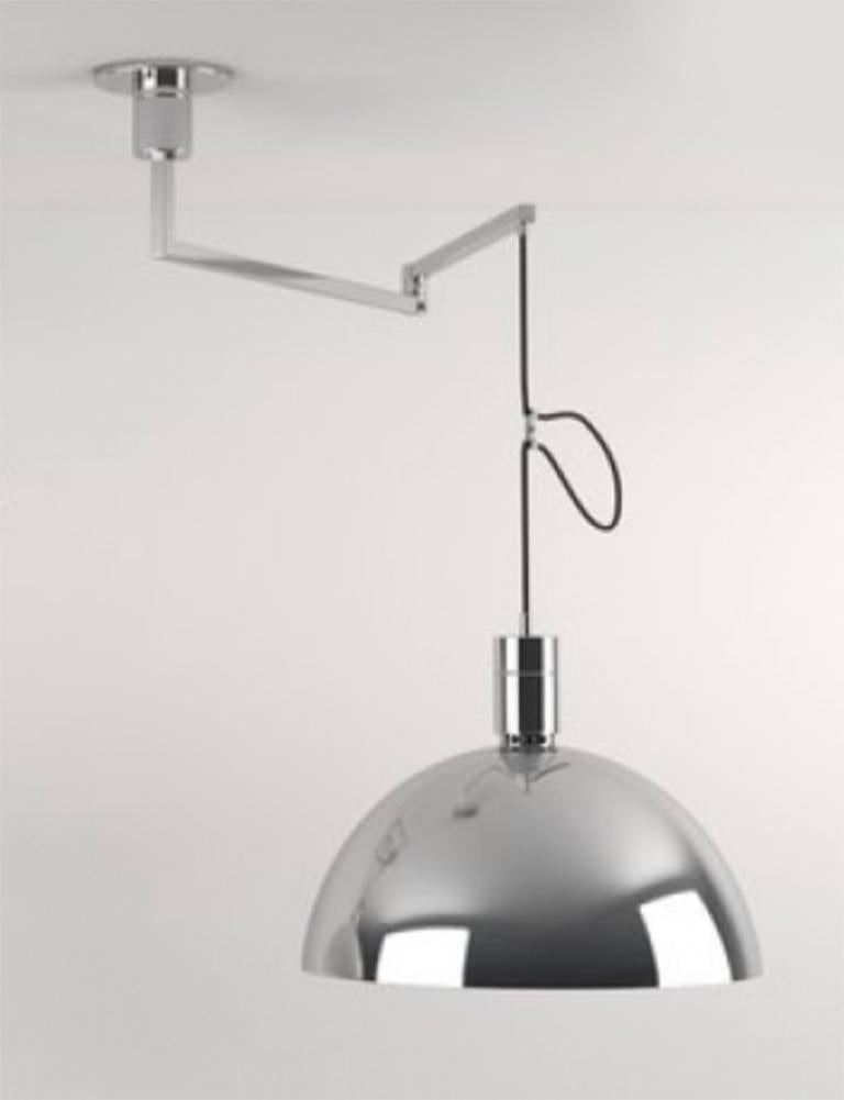 Aluminium Lampe à suspension Franco Albini et Franca Helg AS41Z pour Nemo en chrome noir en vente