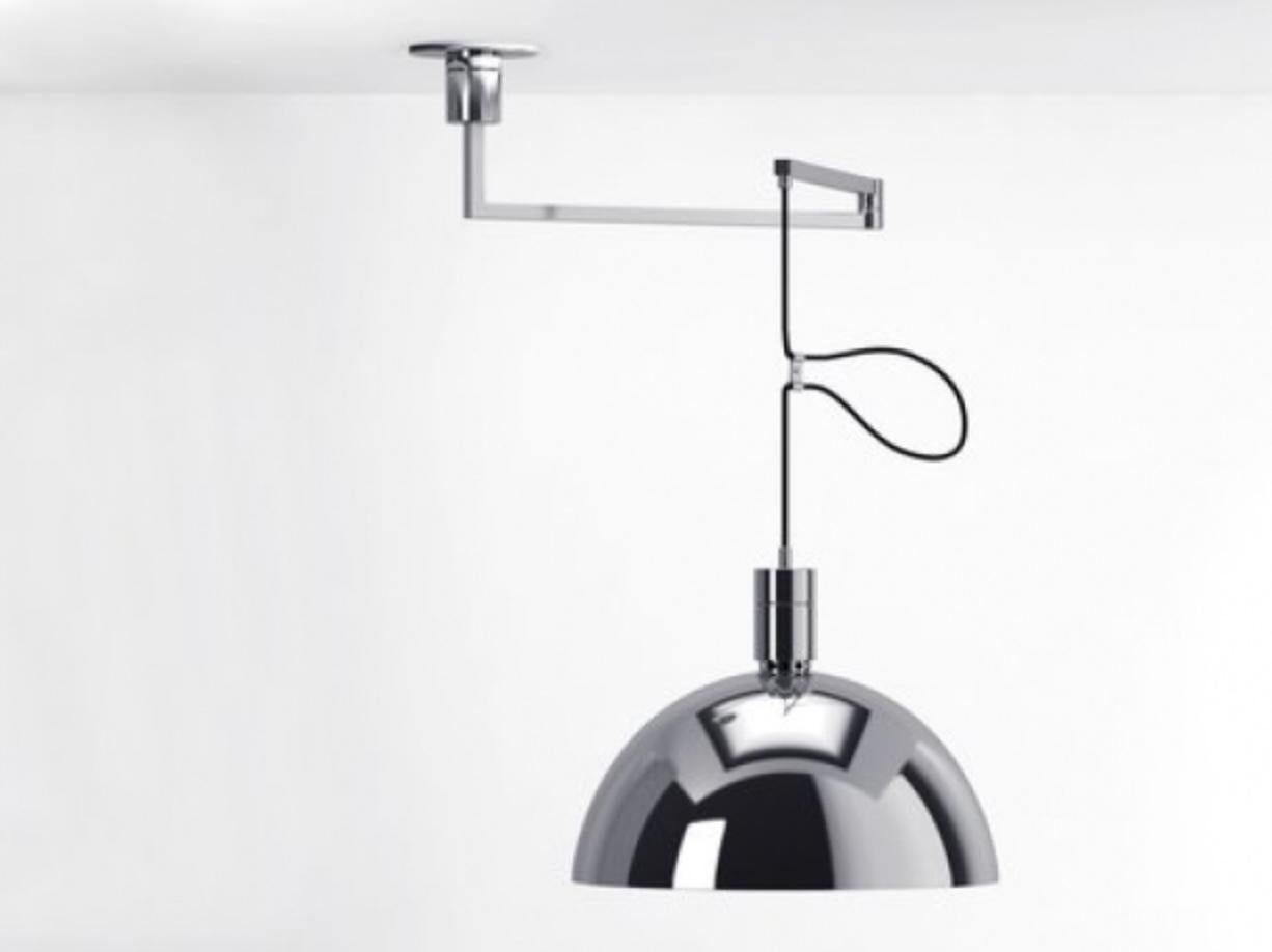 Franco Albini and Franca Helg AS41Z Pendant Lamp for Nemo in Black Chrome For Sale 1