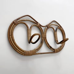 Franco Albini and Franca Helg Italian Rattan Double Coat Hook - 4 available