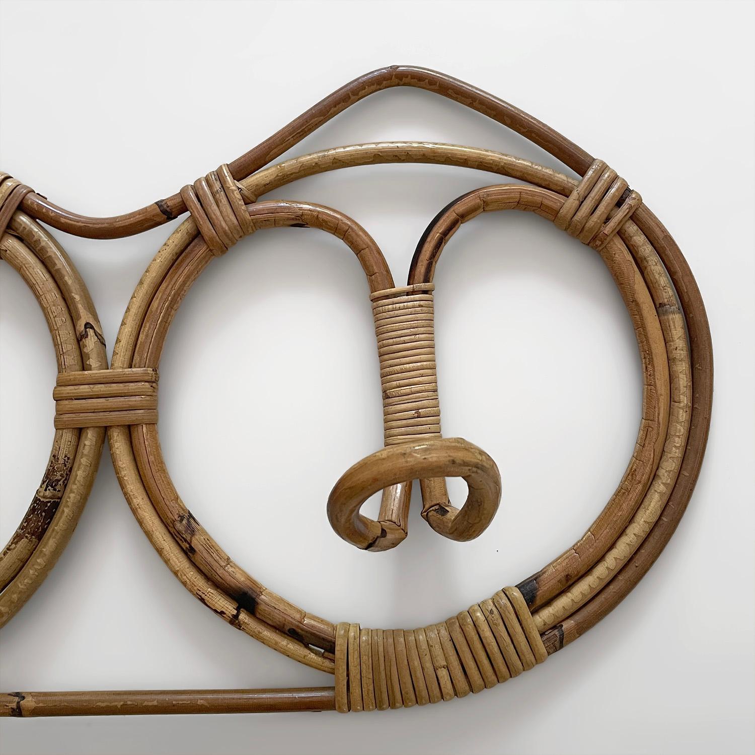 Rattan Franco Albini and Franca Helg Appendiabiti doppio in rattan italiano - 4 disponibili in vendita