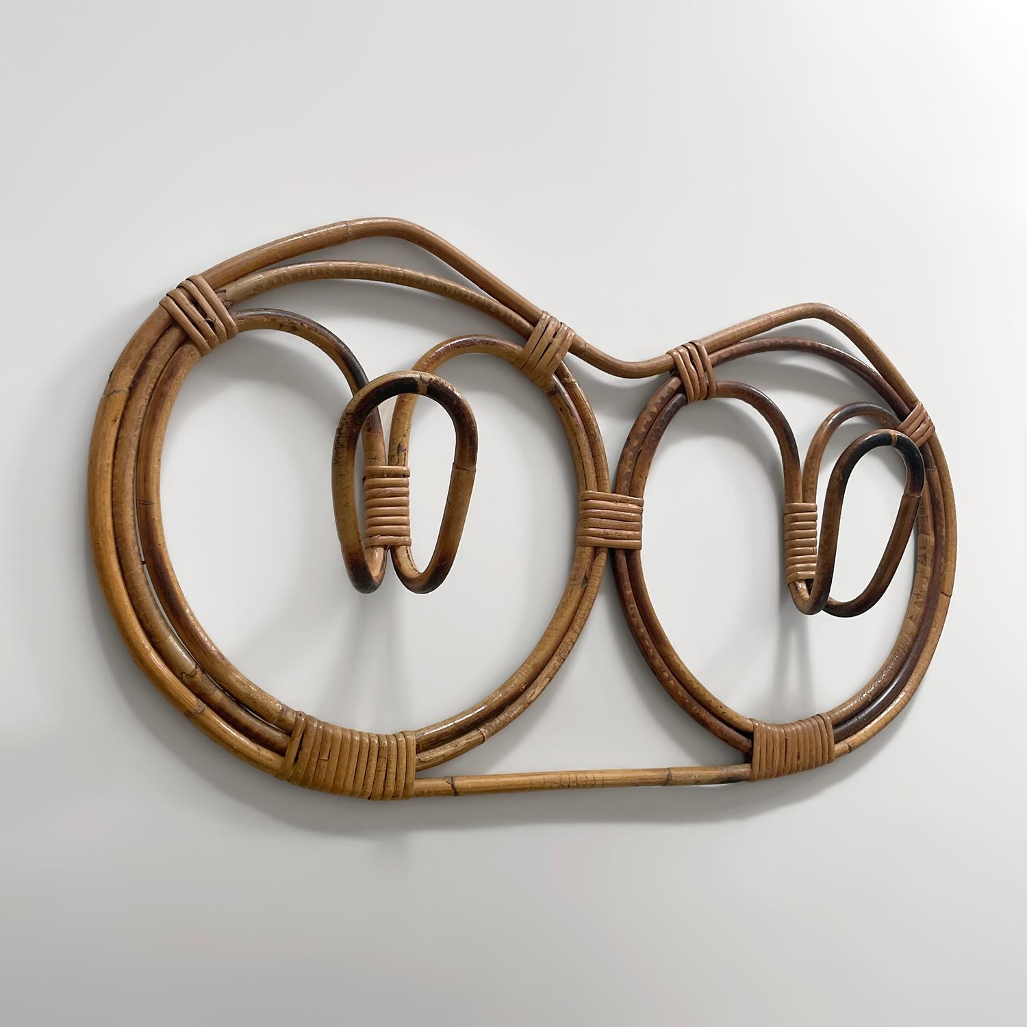 Italiano Franco Albini and Franca Helg, appendiabiti doppio in rattan italiano in vendita