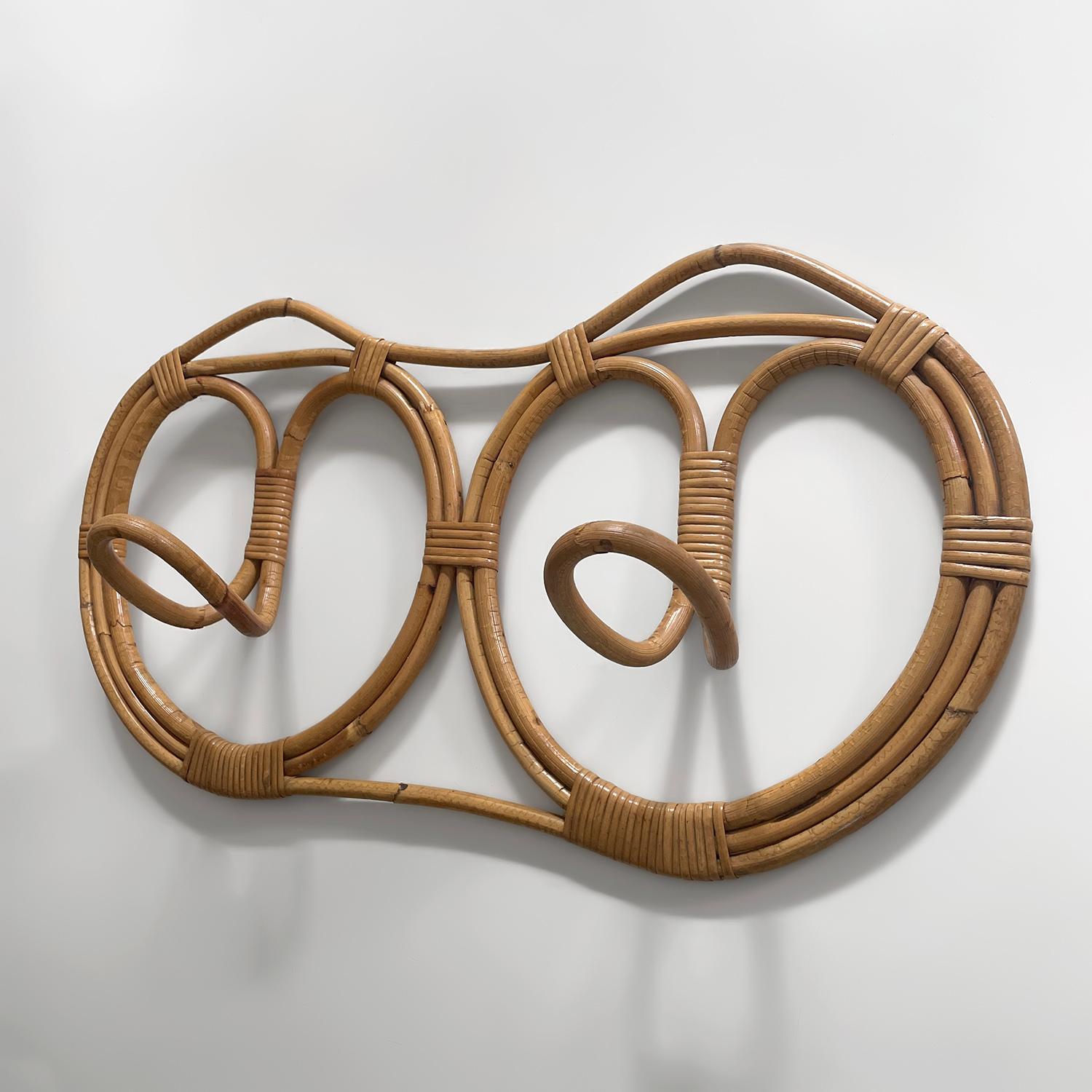 Mid-20th Century Franco Albini and Franca Helg Italian Rattan Double Coat Hook For Sale
