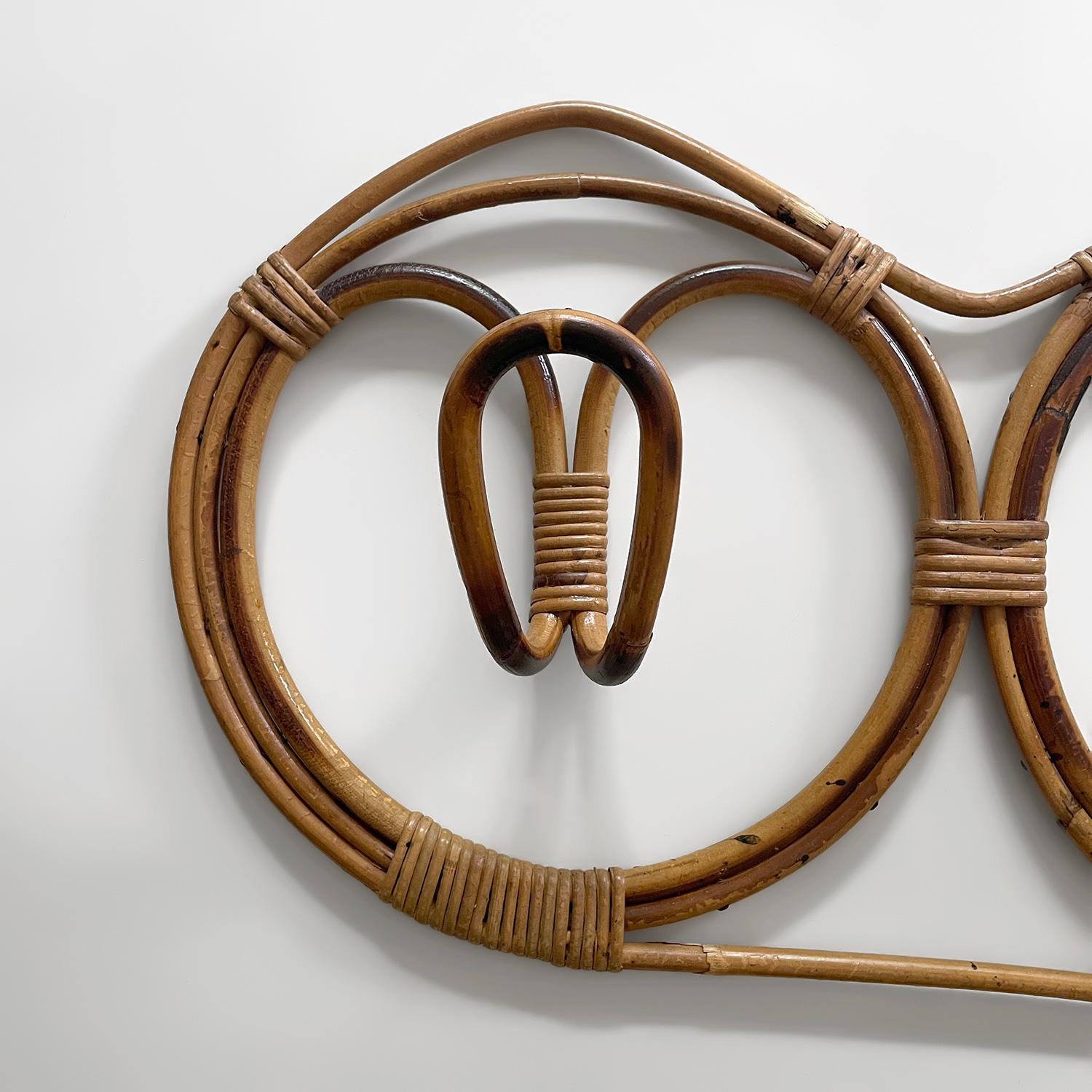 Metà XX secolo Franco Albini and Franca Helg, appendiabiti doppio in rattan italiano in vendita