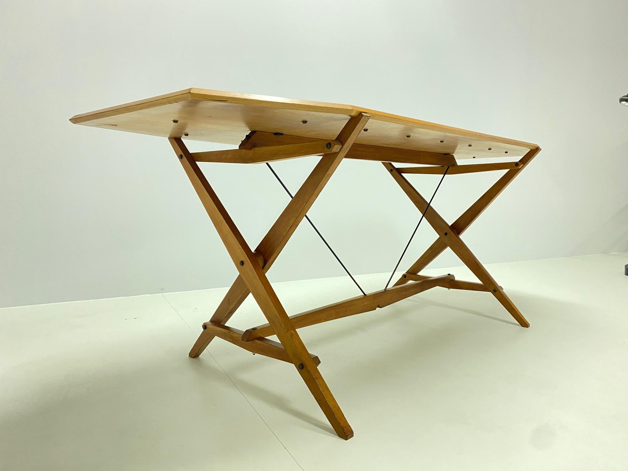 Italian Franco Albini ash dining table Model TL2 Cavalletto, Poggi, (Very First Edition) For Sale