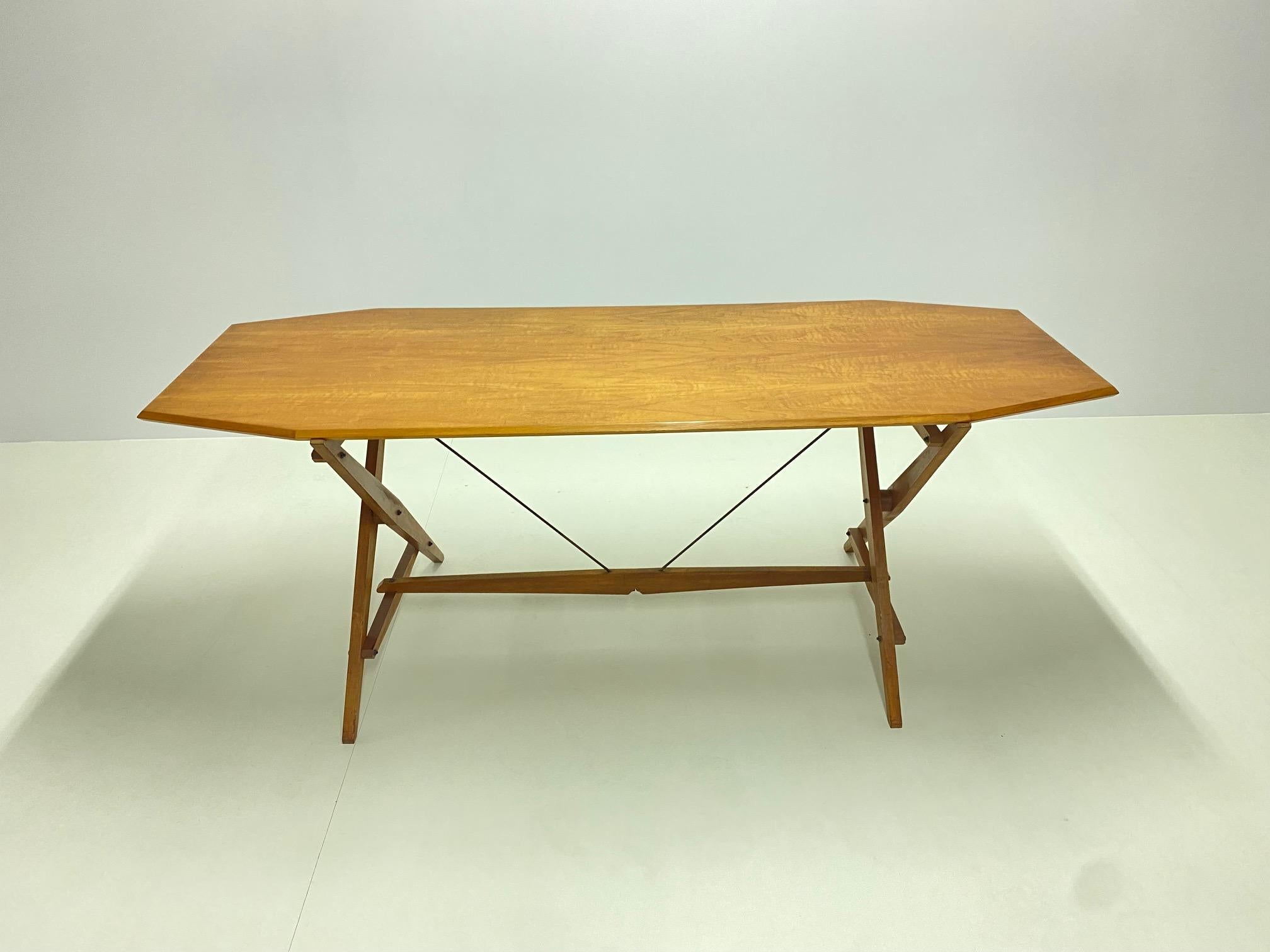 Metal Franco Albini ash dining table Model TL2 Cavalletto, Poggi, (Very First Edition) For Sale