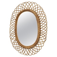 Franco Albini 'Attr' for Bonacina French Riviera Rattan and Bamboo Mirror, 1960s